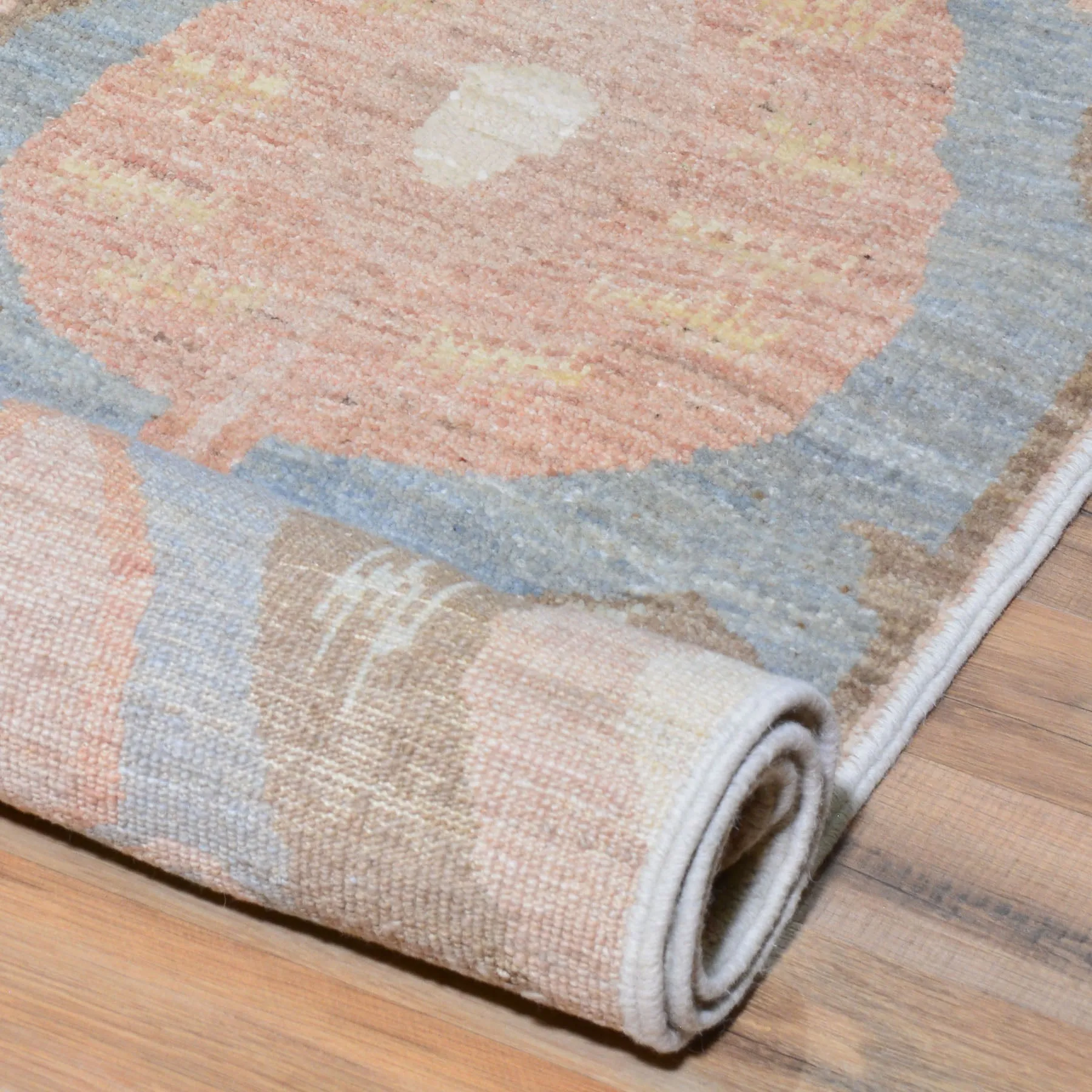 Hand-Knotted Wide Runner Ikat Design 100% Wool Rug Handmade (Size 4.2 X 10.3) Cwral-1443