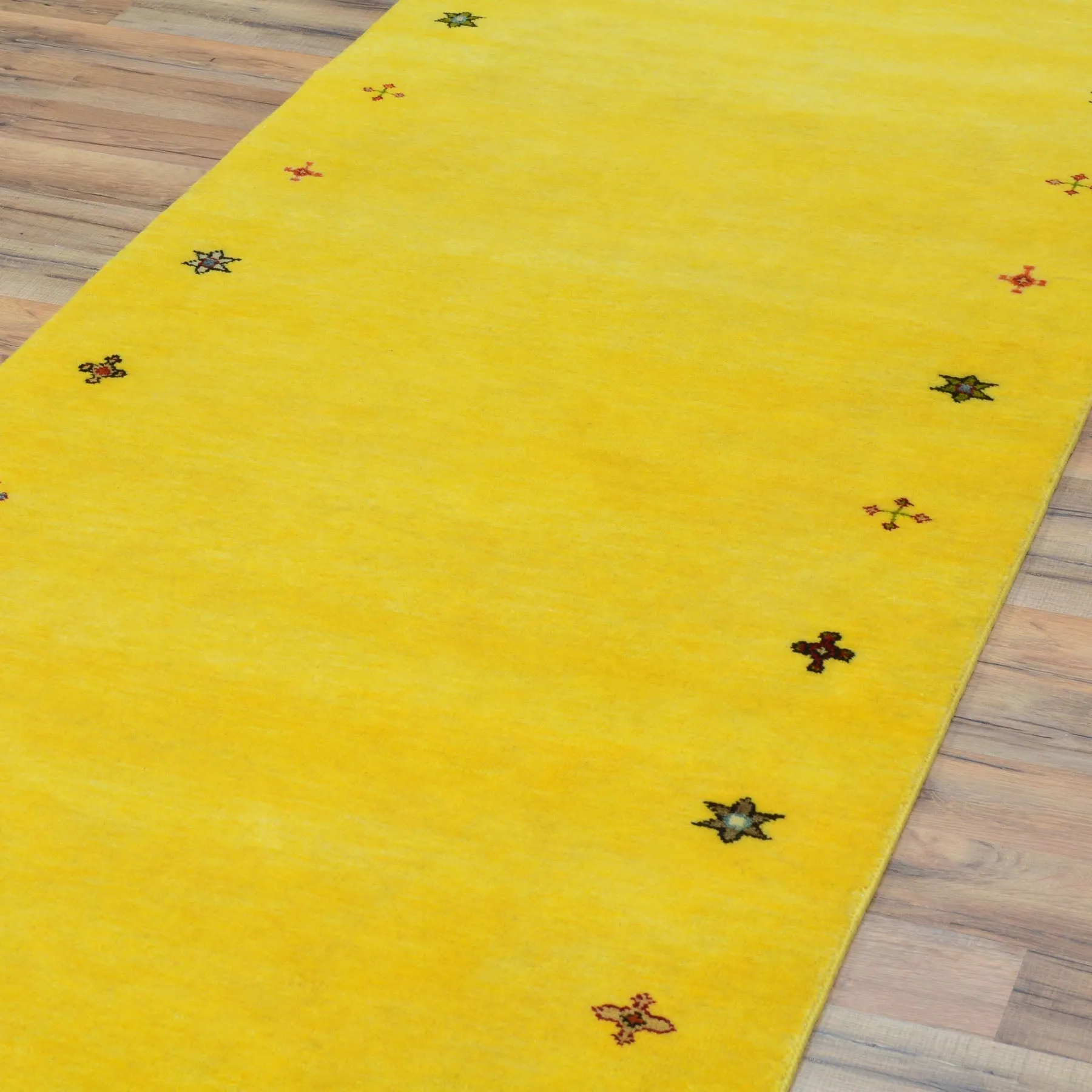 Hand-Knotted Yellow Modern Gabbeh Handmade 100% Wool Rug (Size 2.9 X 16.0) Cwral-9492
