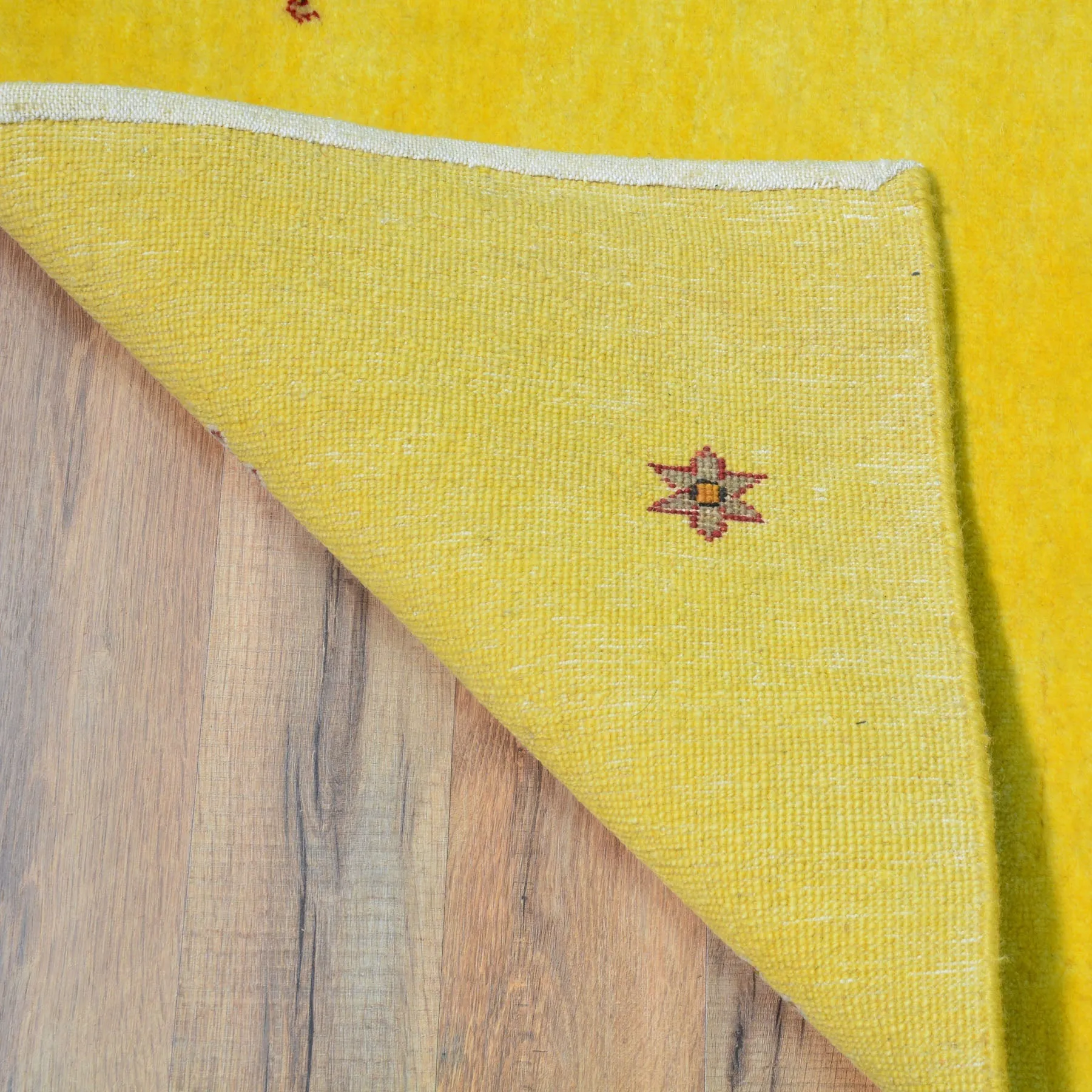 Hand-Knotted Yellow Modern Gabbeh Handmade 100% Wool Rug (Size 2.9 X 16.0) Cwral-9492