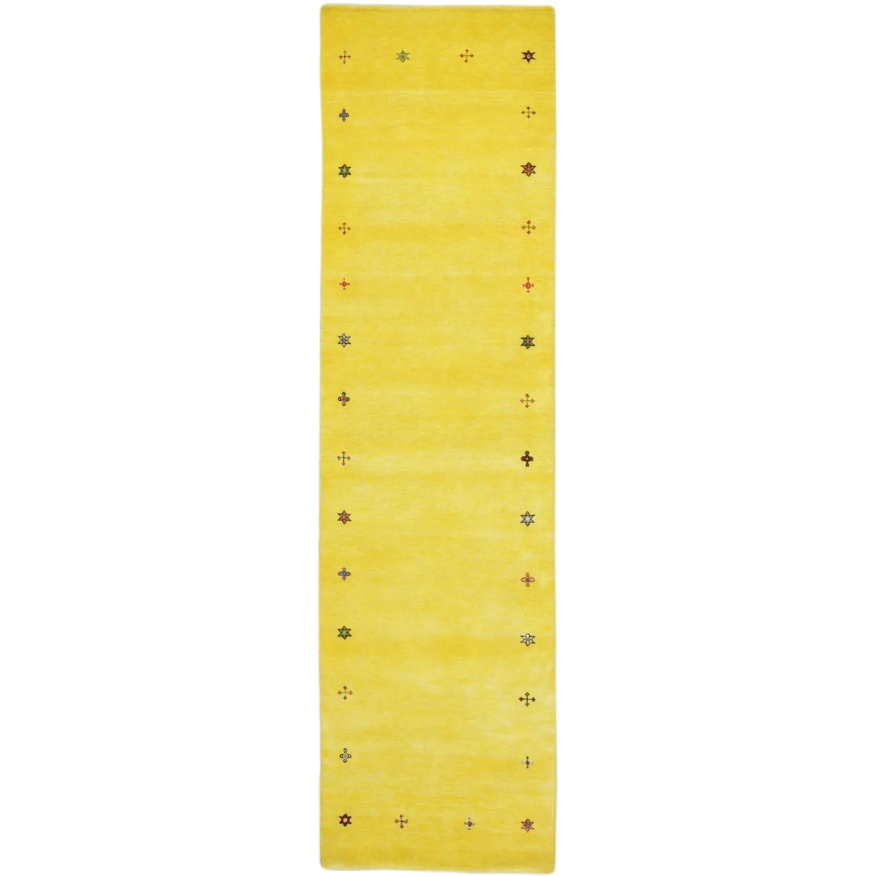 Hand-Knotted Yellow Modern Gabbeh Handmade 100% Wool Rug (Size 2.9 X 16.0) Cwral-9492