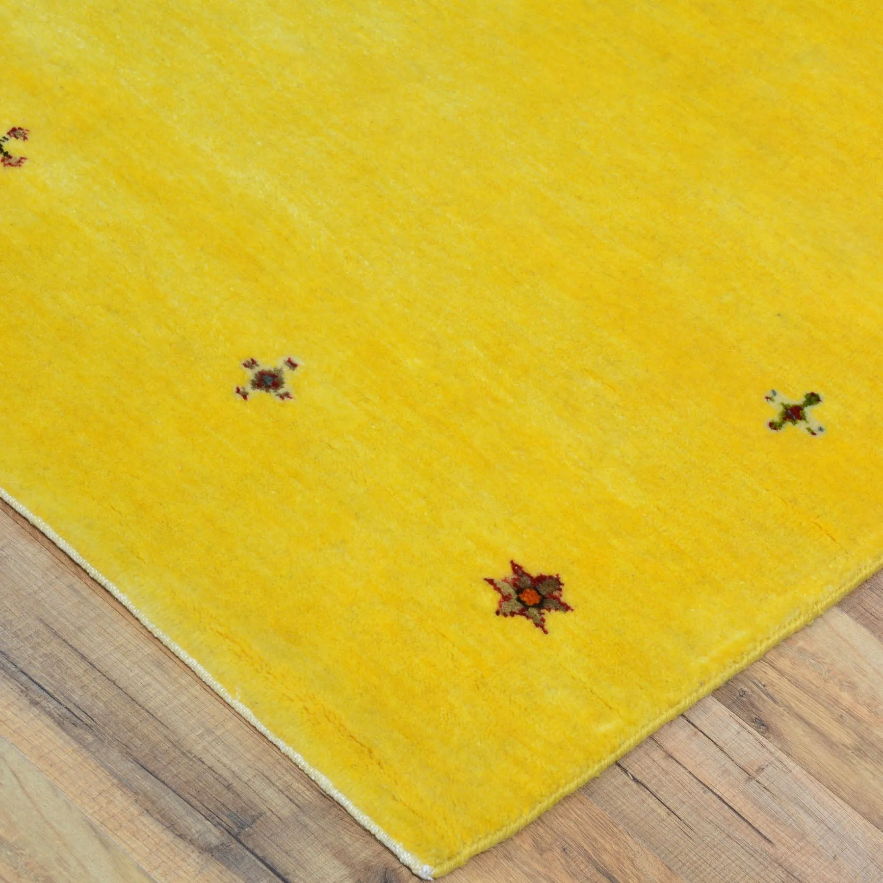 Hand-Knotted Yellow Modern Gabbeh Handmade 100% Wool Rug (Size 2.9 X 16.0) Cwral-9492