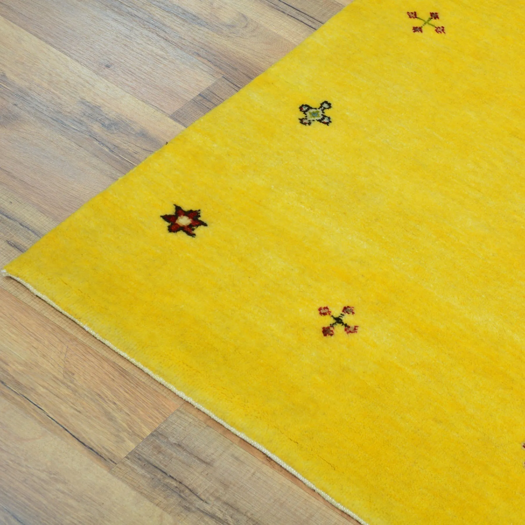 Hand-Knotted Yellow Modern Gabbeh Handmade 100% Wool Rug (Size 2.9 X 16.0) Cwral-9492