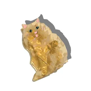 Hand Painted Ginger Persian Cat Claw Hair Clip