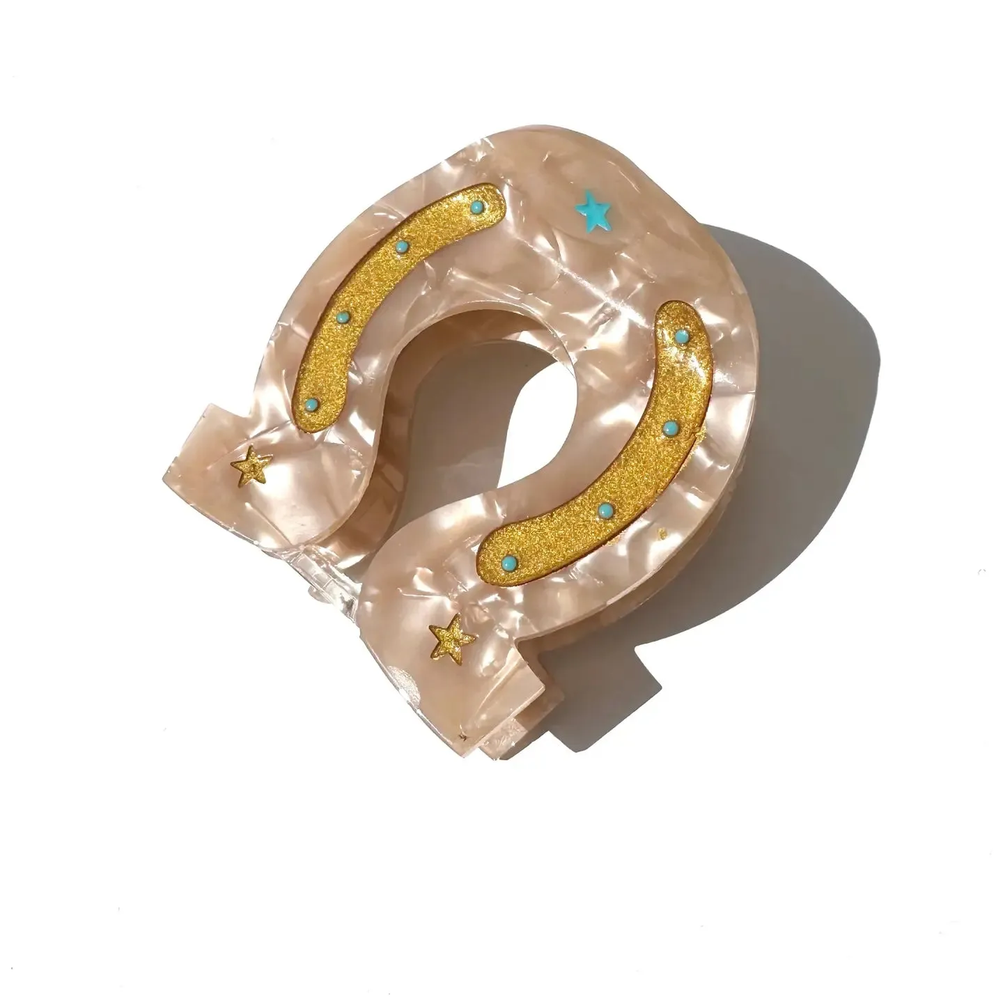 Hand Painted Lucky Horseshoe Hair Clip