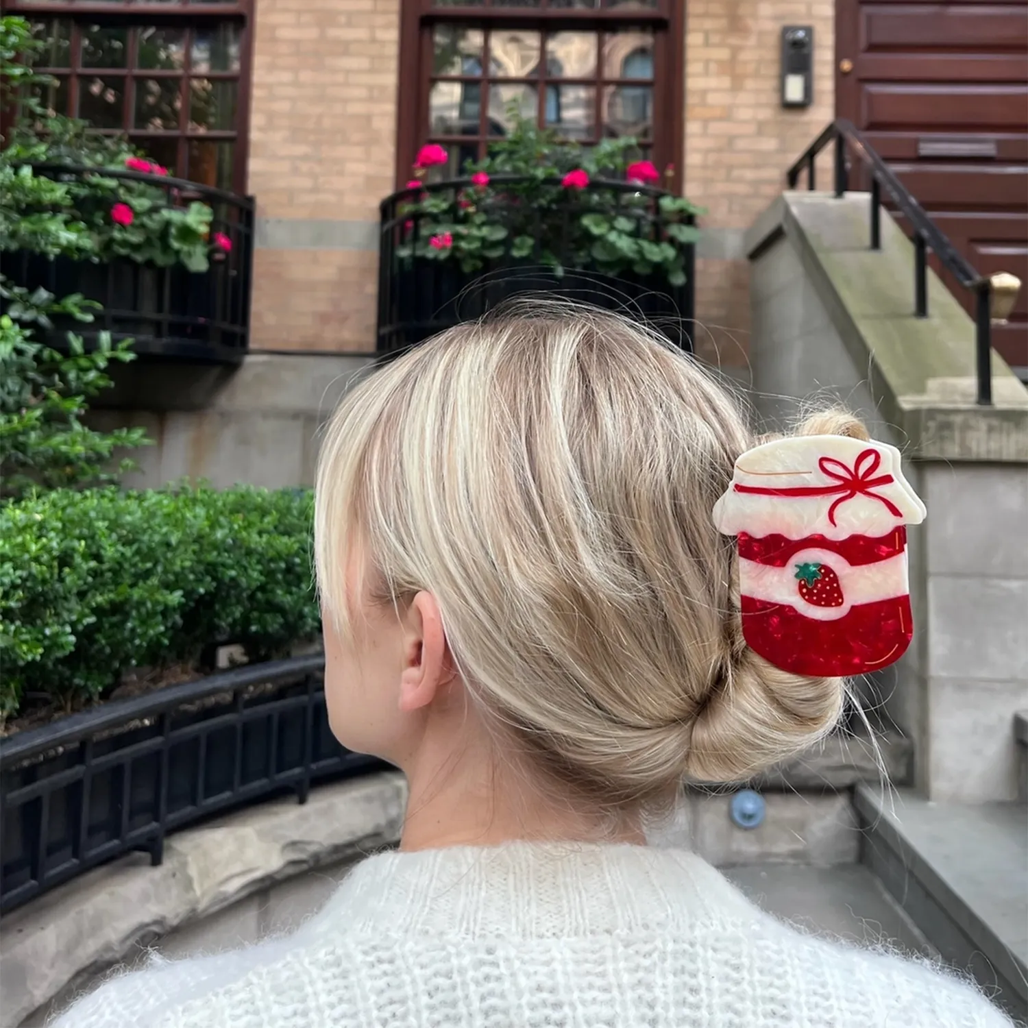 Hand Painted Strawberry Jam Claw Hair Clip