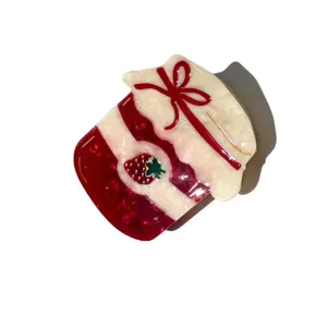 Hand Painted Strawberry Jam Claw Hair Clip