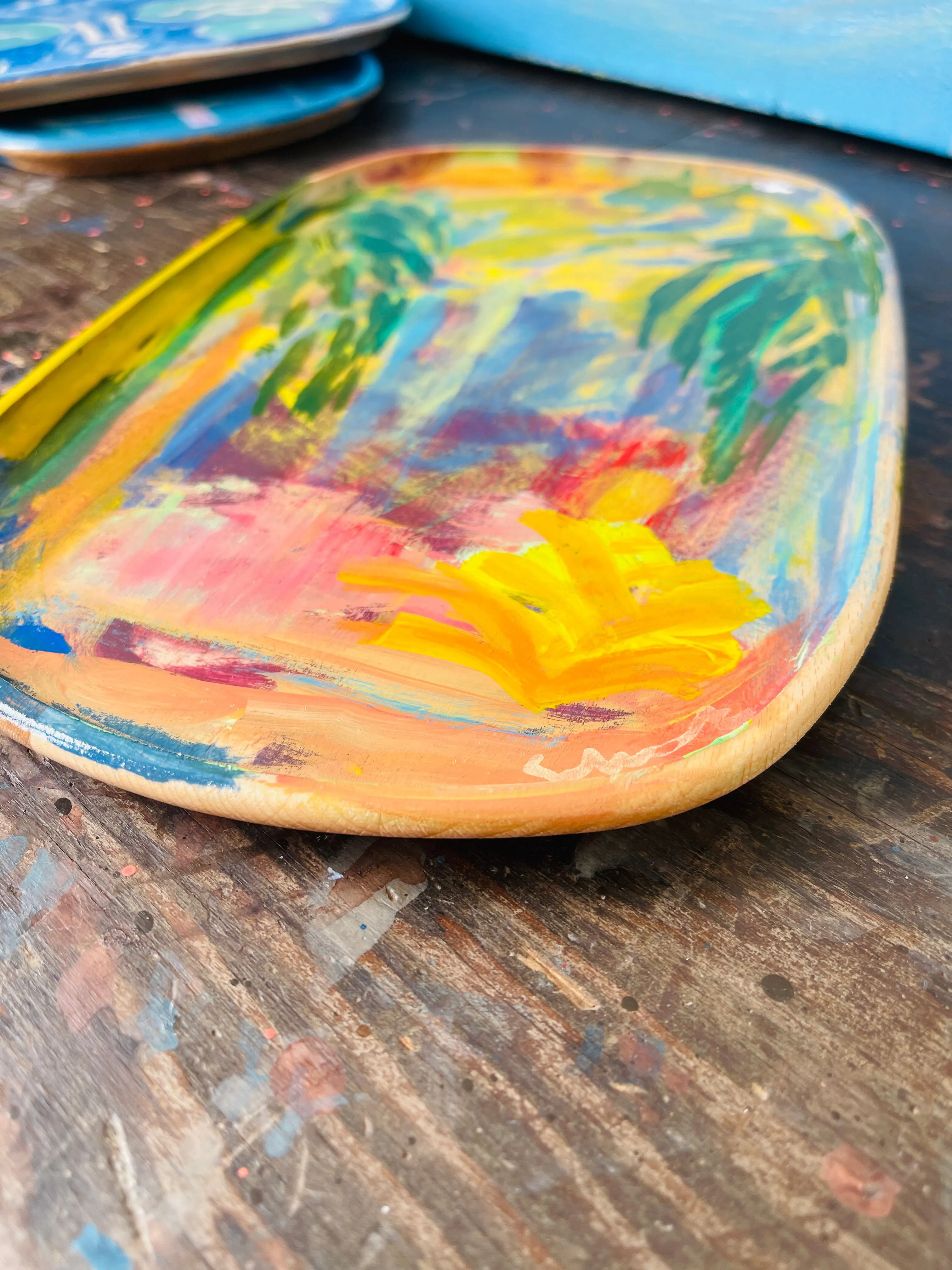 Hand Painted Valet Tray - Palm Landscape
