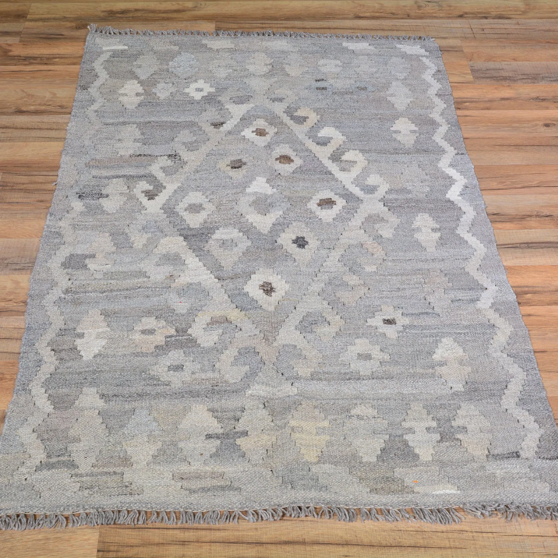 Hand-Woven Flat-weave Geometric Kilim Wool Rug (Size 2.7 X 4.2) Cwral-7857