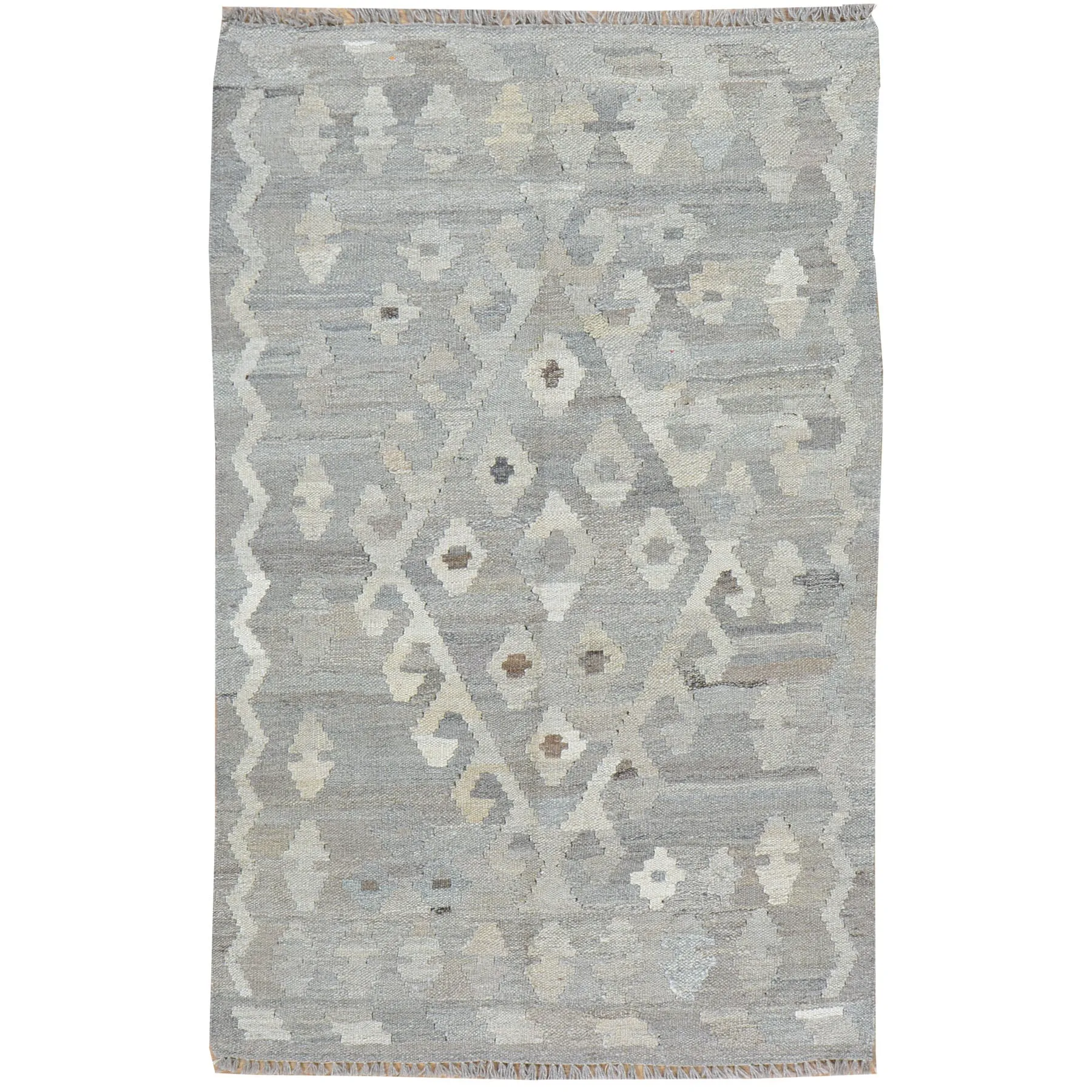 Hand-Woven Flat-weave Geometric Kilim Wool Rug (Size 2.7 X 4.2) Cwral-7857