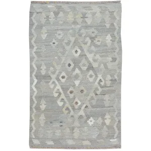 Hand-Woven Flat-weave Geometric Kilim Wool Rug (Size 2.7 X 4.2) Cwral-7857