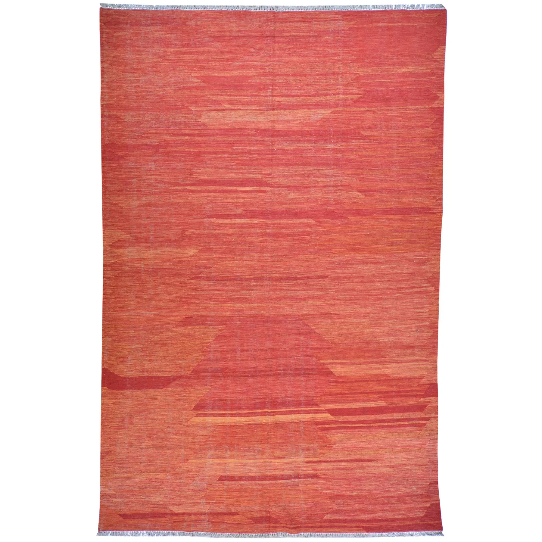 Hand-Woven Modern Red Kilim Handmade Wool Rug (Size 6.4 X 9.9) Cwral-7164