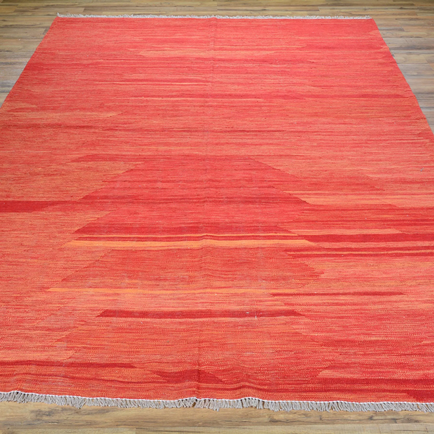 Hand-Woven Modern Red Kilim Handmade Wool Rug (Size 6.4 X 9.9) Cwral-7164