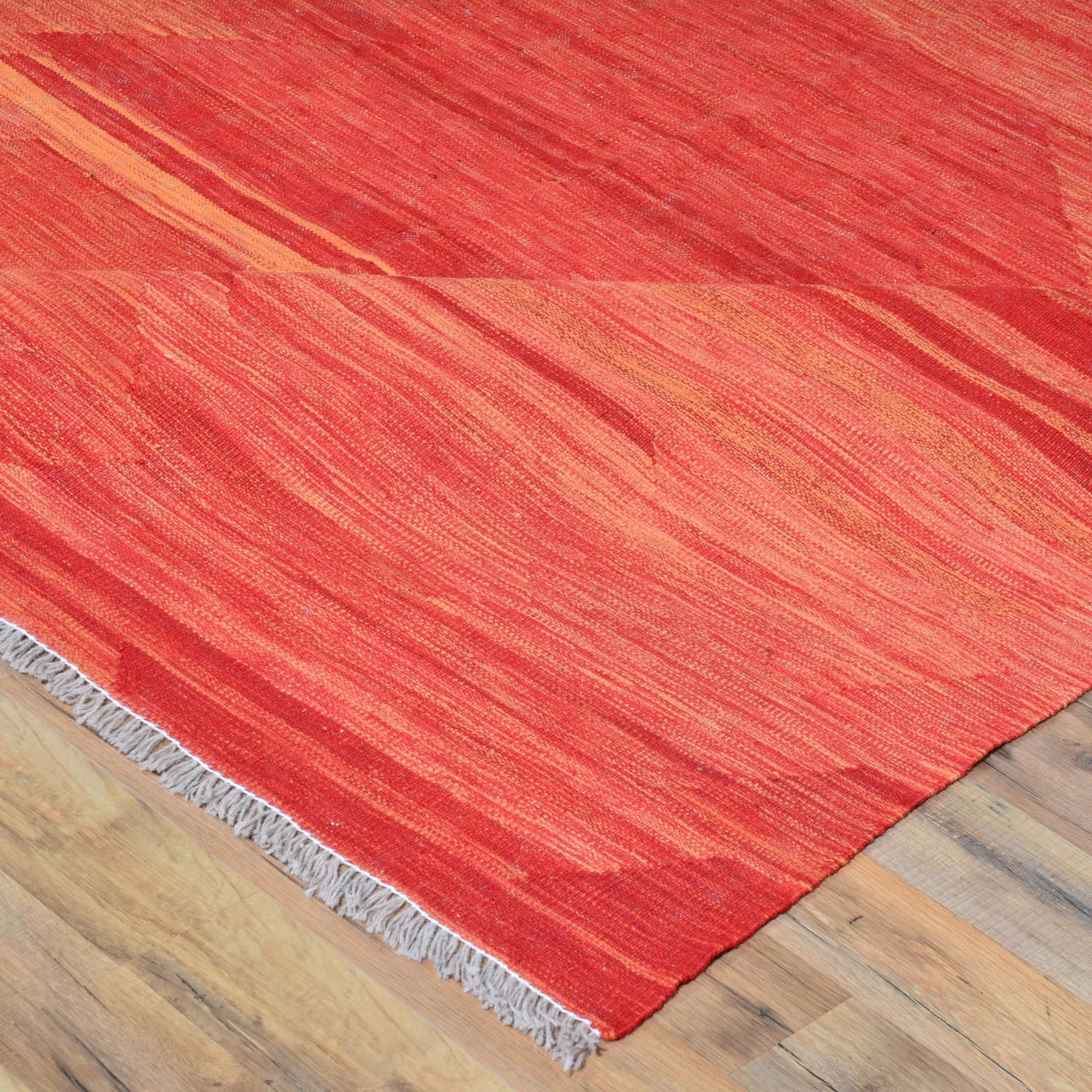 Hand-Woven Modern Red Kilim Handmade Wool Rug (Size 6.4 X 9.9) Cwral-7164