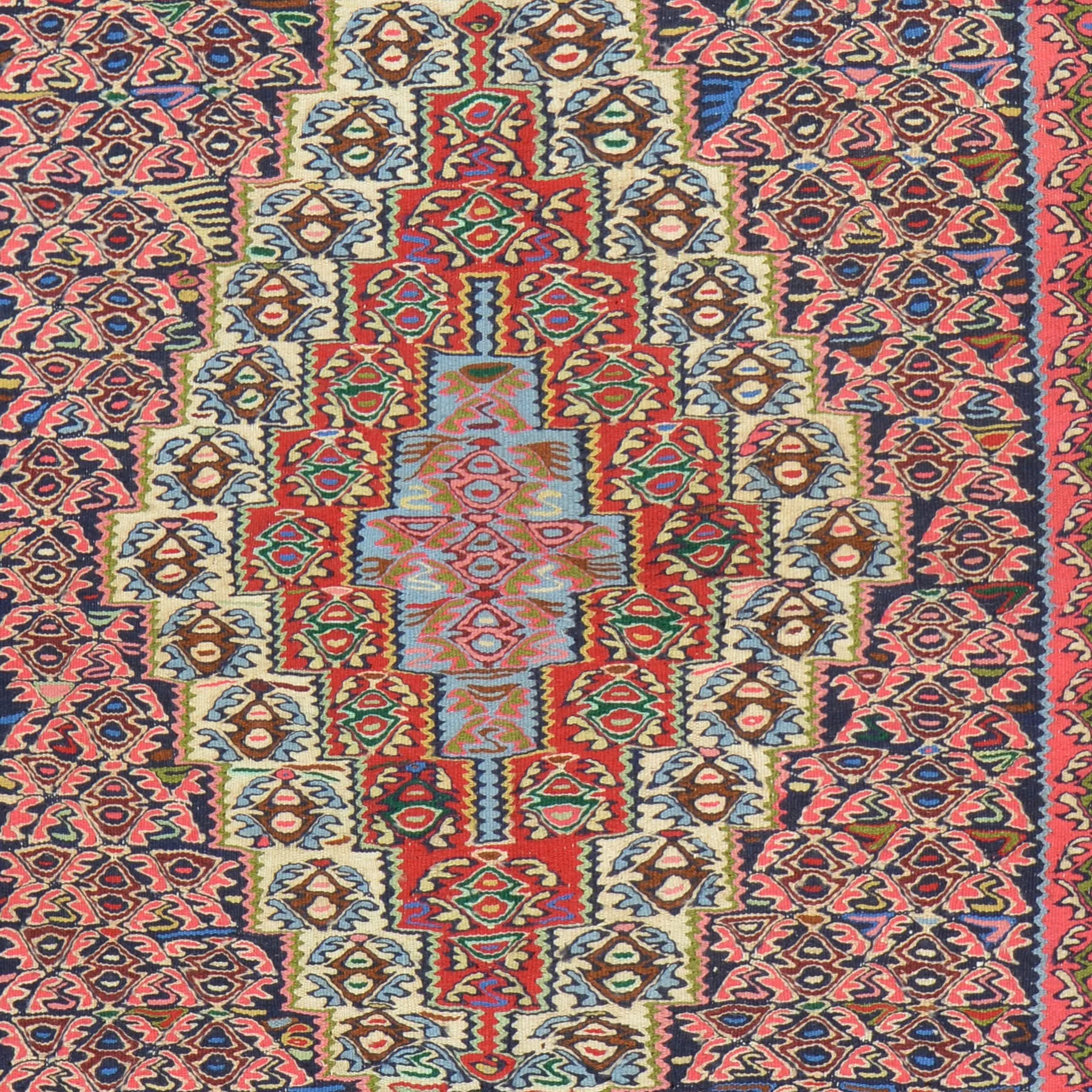 Hand-Woven Persian Sennah Kilim Geometric Design Wool Rug (Size 3.8 X 5.1) Cwral-7677