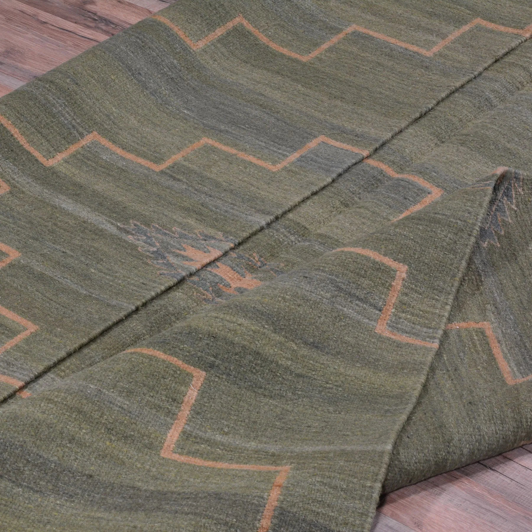 Hand-Woven Reversible Mexican Oaxaca Wool Rug (Size 5.11 X 9.2) Brral-4116