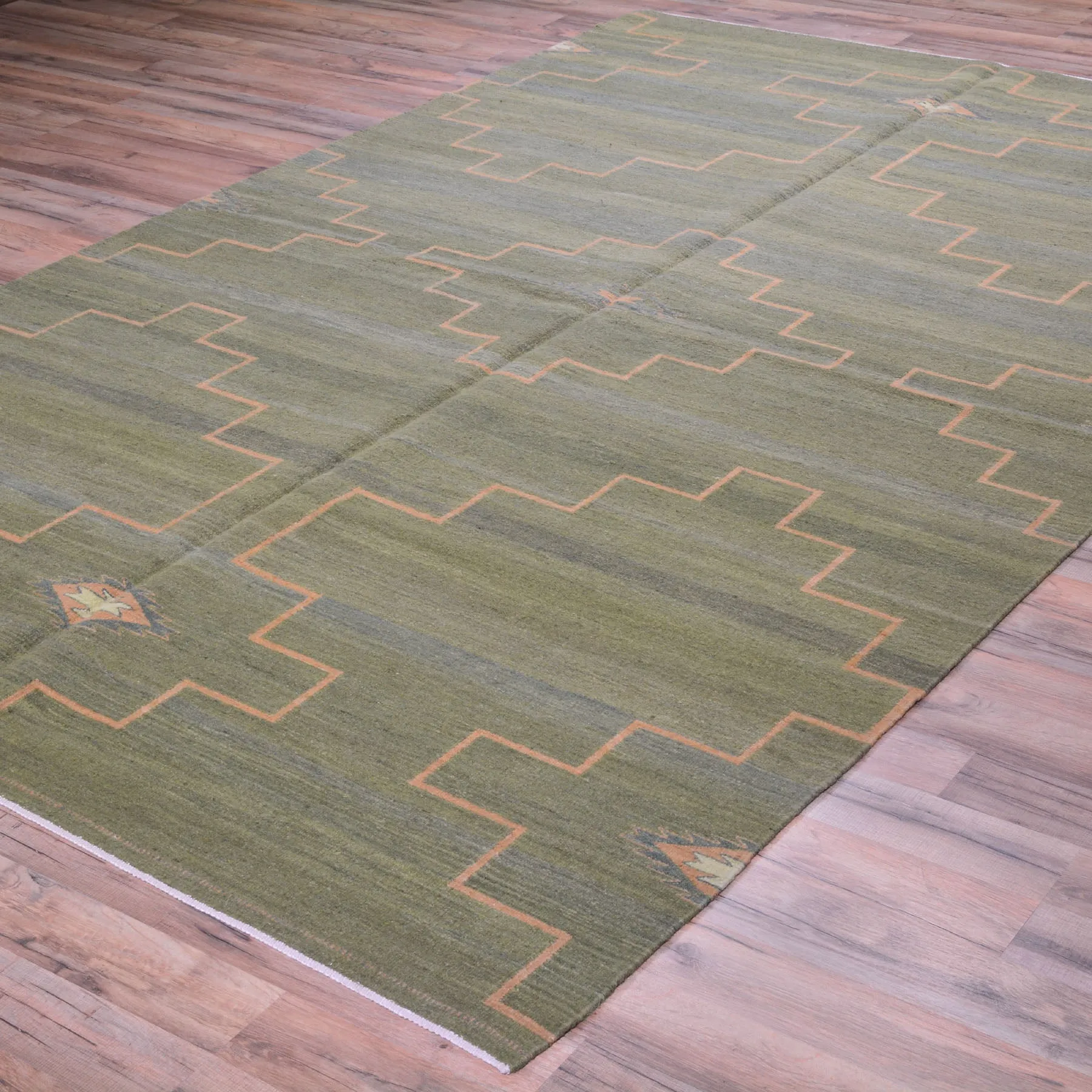 Hand-Woven Reversible Mexican Oaxaca Wool Rug (Size 5.11 X 9.2) Brral-4116
