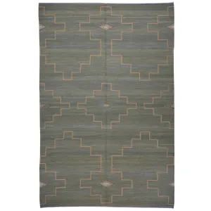 Hand-Woven Reversible Mexican Oaxaca Wool Rug (Size 5.11 X 9.2) Brral-4116