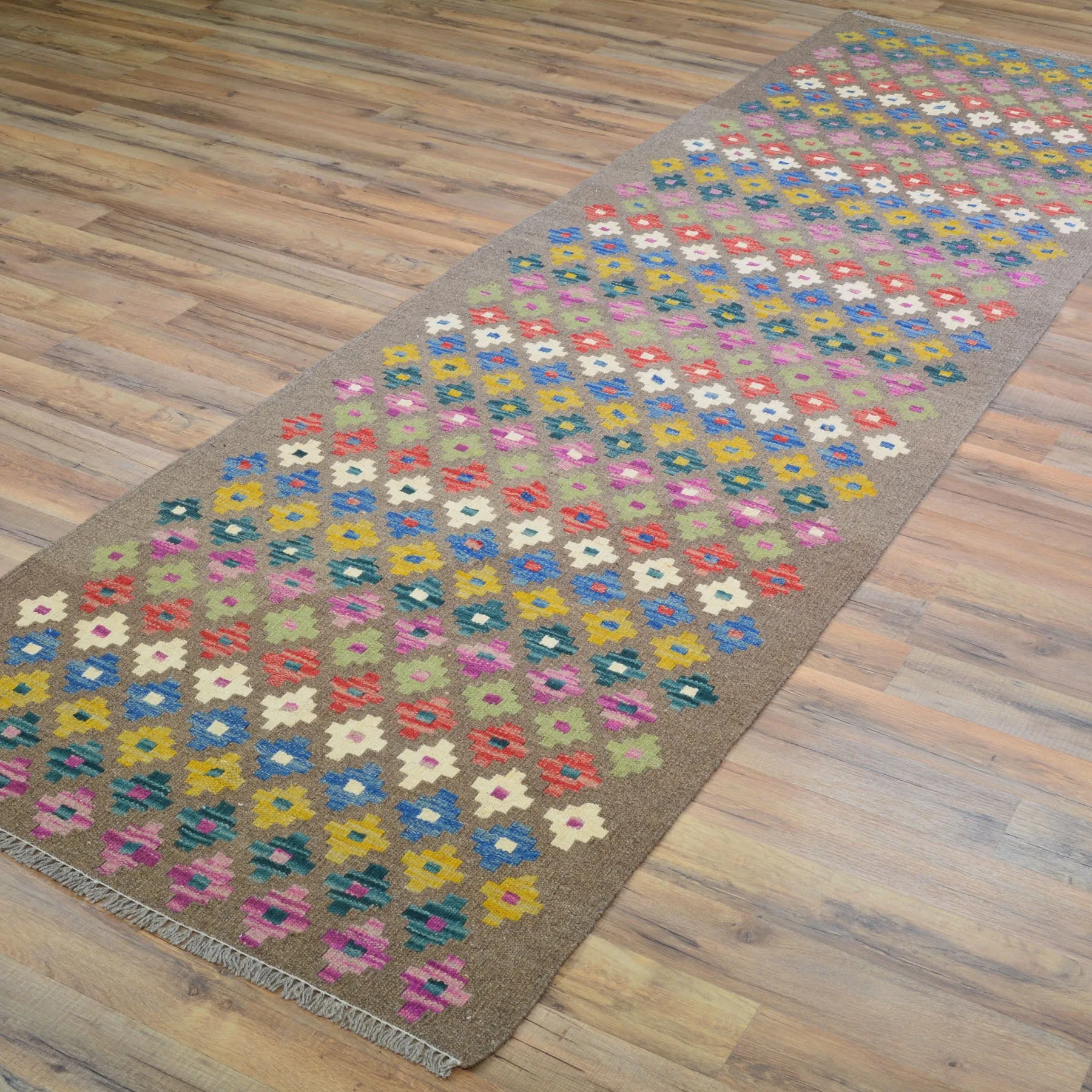 Hand-Woven Reversible Momana Kilim Handmade Wool Rug (Size 2.9 X 9.6) Cwral-10686