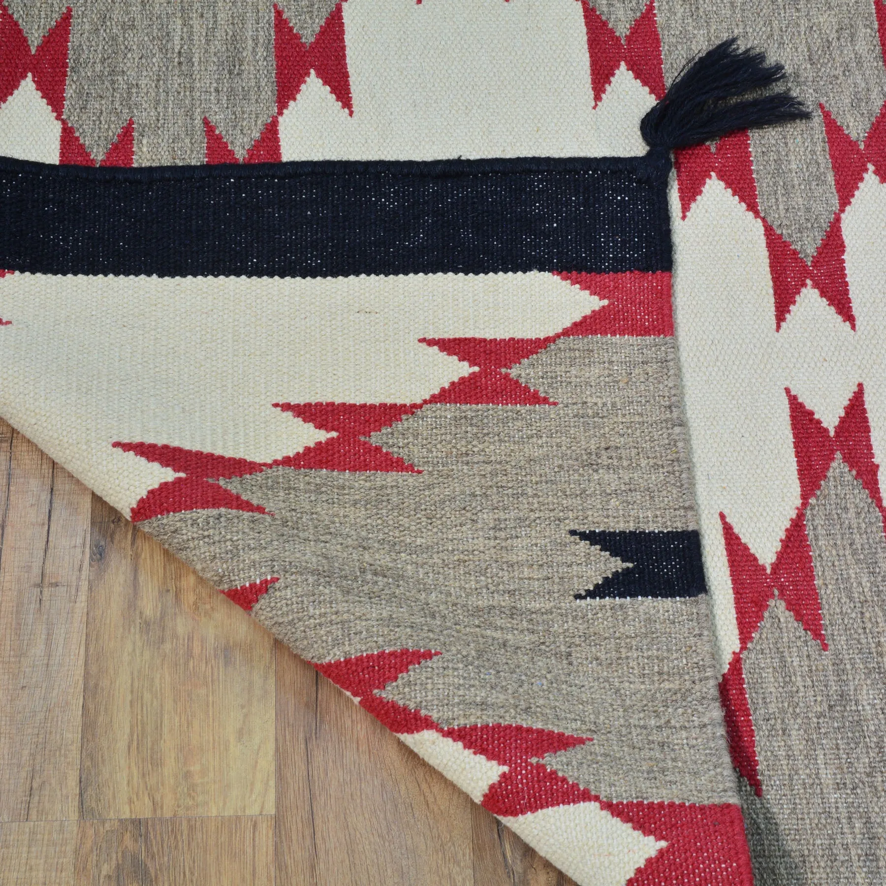 Hand-Woven Reversible Southwestern Design Handmade Wool Kilim (Size 2.8 X 9.9) Cwral-11157