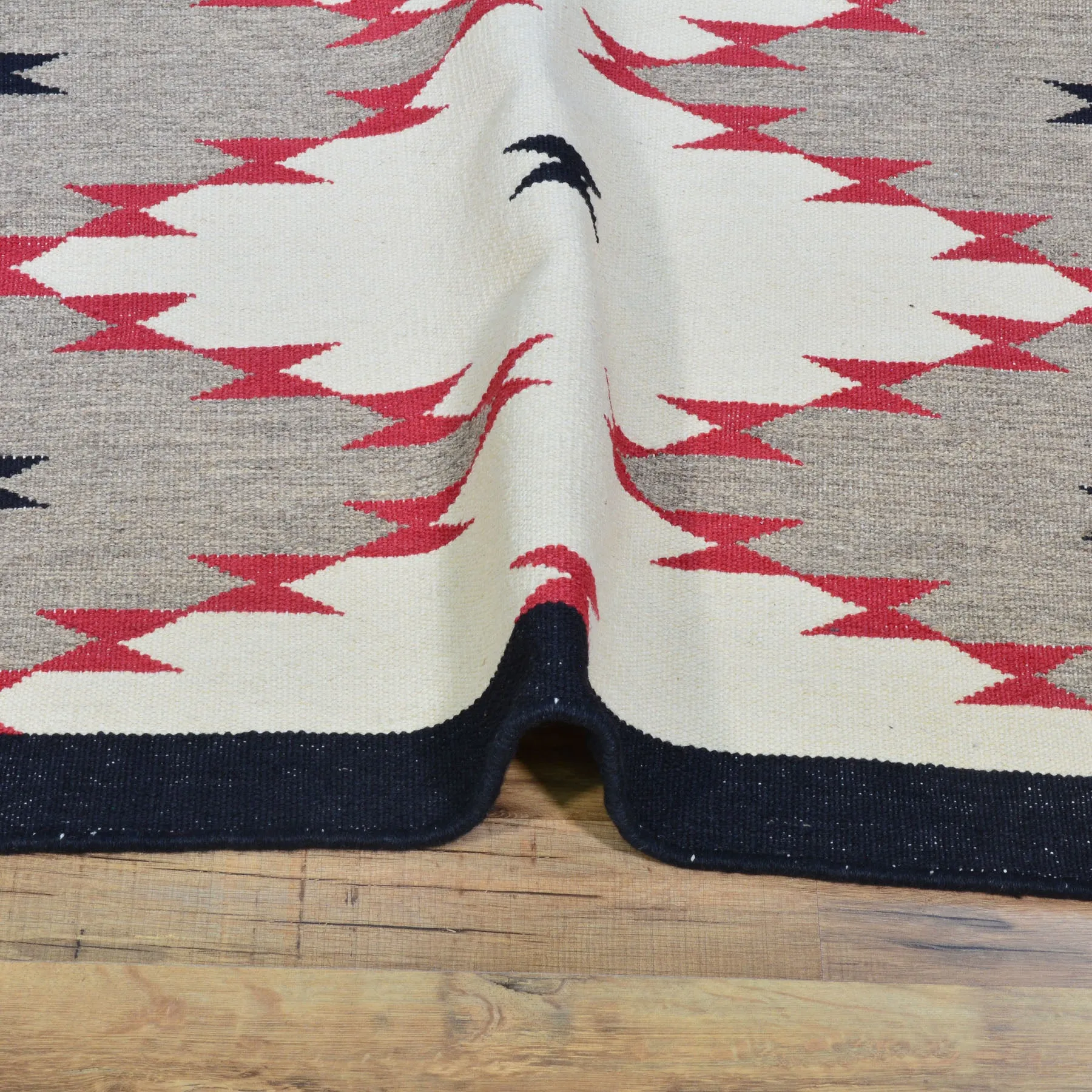 Hand-Woven Reversible Southwestern Design Handmade Wool Kilim (Size 2.8 X 9.9) Cwral-11157