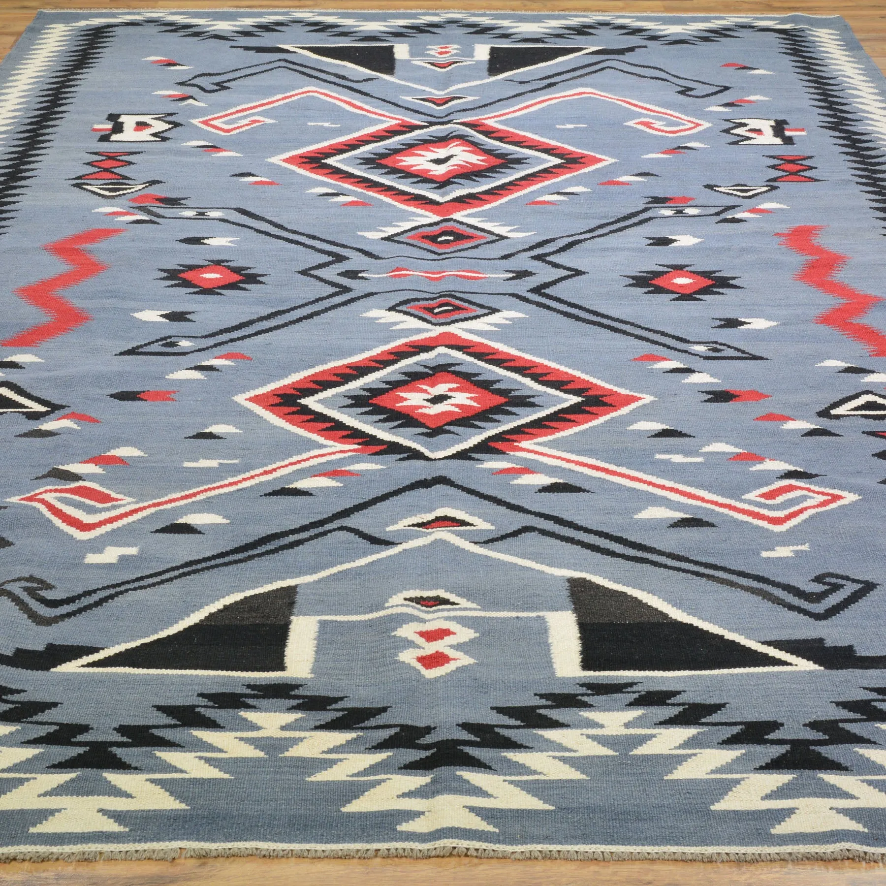 Hand-Woven Reversible Southwestern Design Handmade Wool Rug (Size 6.7 X 9.10) Cwral-10932