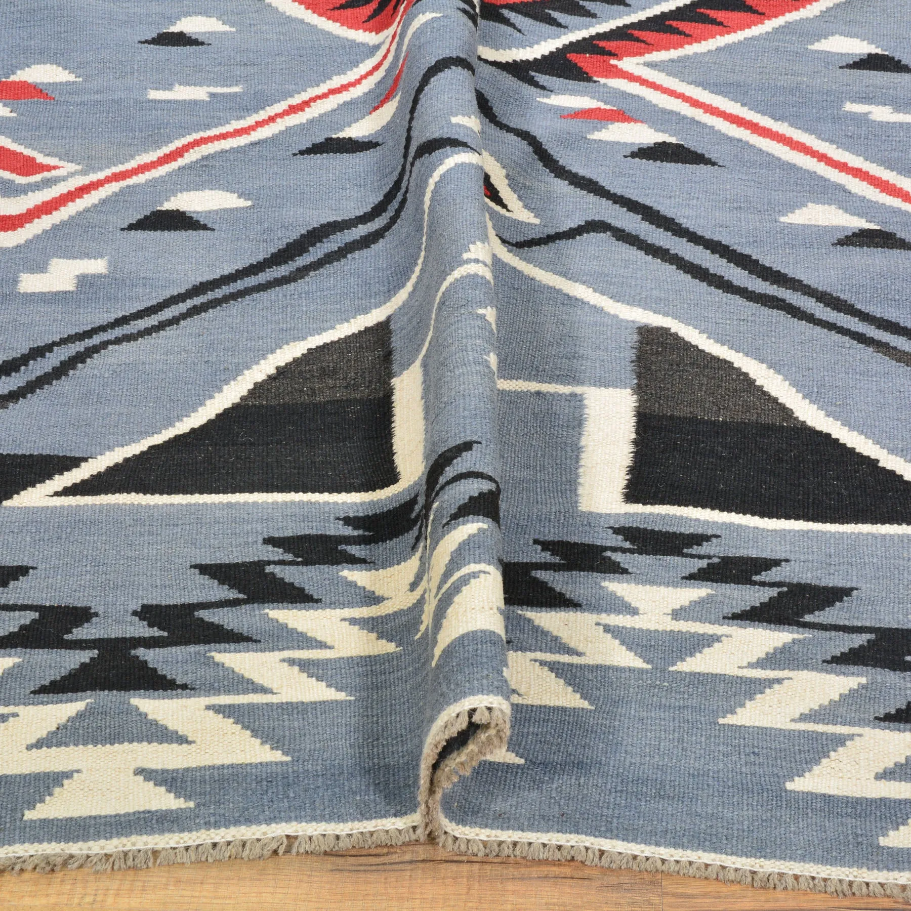 Hand-Woven Reversible Southwestern Design Handmade Wool Rug (Size 6.7 X 9.10) Cwral-10932
