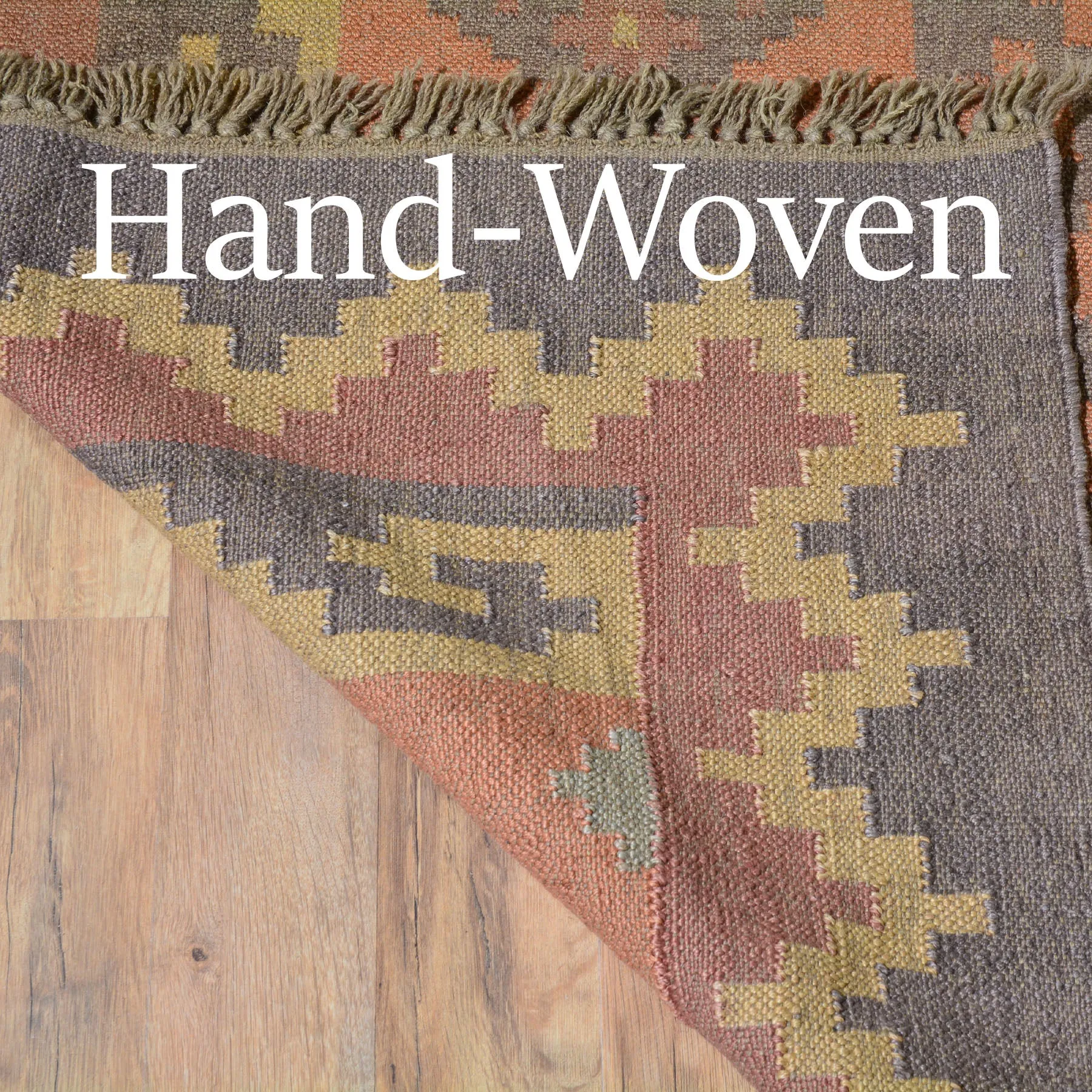 Hand-Woven Reversible Southwestern Style Handmade Wool Rug (Size 8.1 X 8 .6 ) Cwral-6921