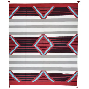 Hand-Woven Southwestern Design Dhurrie Reversible Kilim Wool Rug (Size 8.10 X 12.1) Brrsf-6072