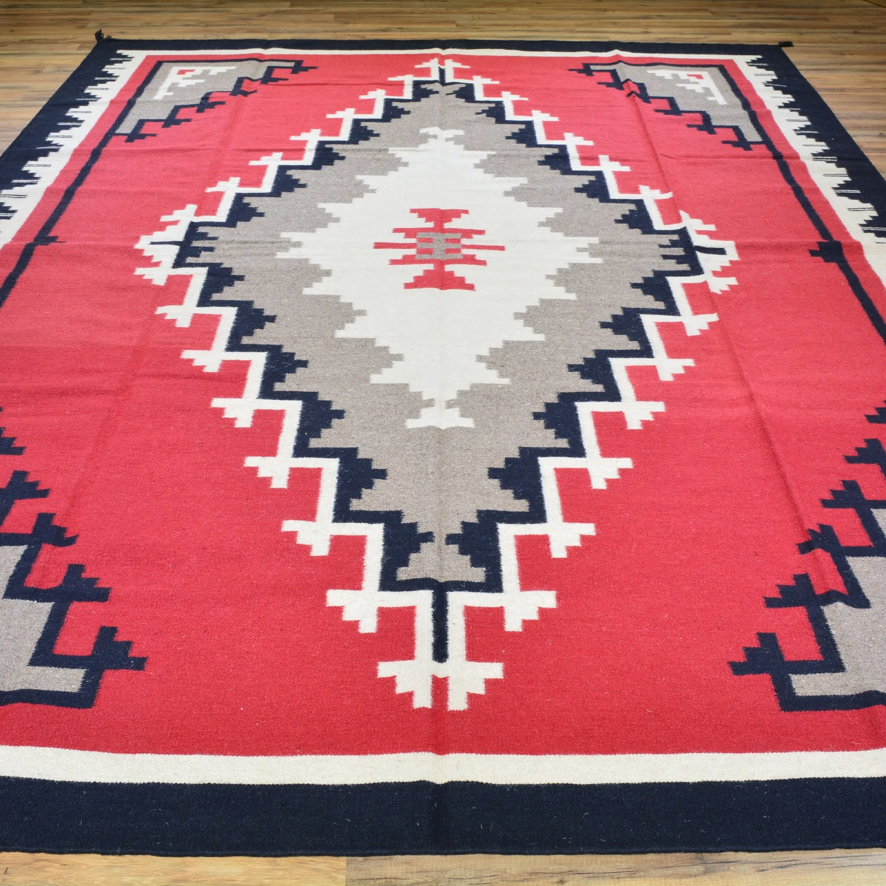 Hand-Woven Southwestern Design Handmade Wool Rug (Size 9.0 X 12.0) Cwral-7137