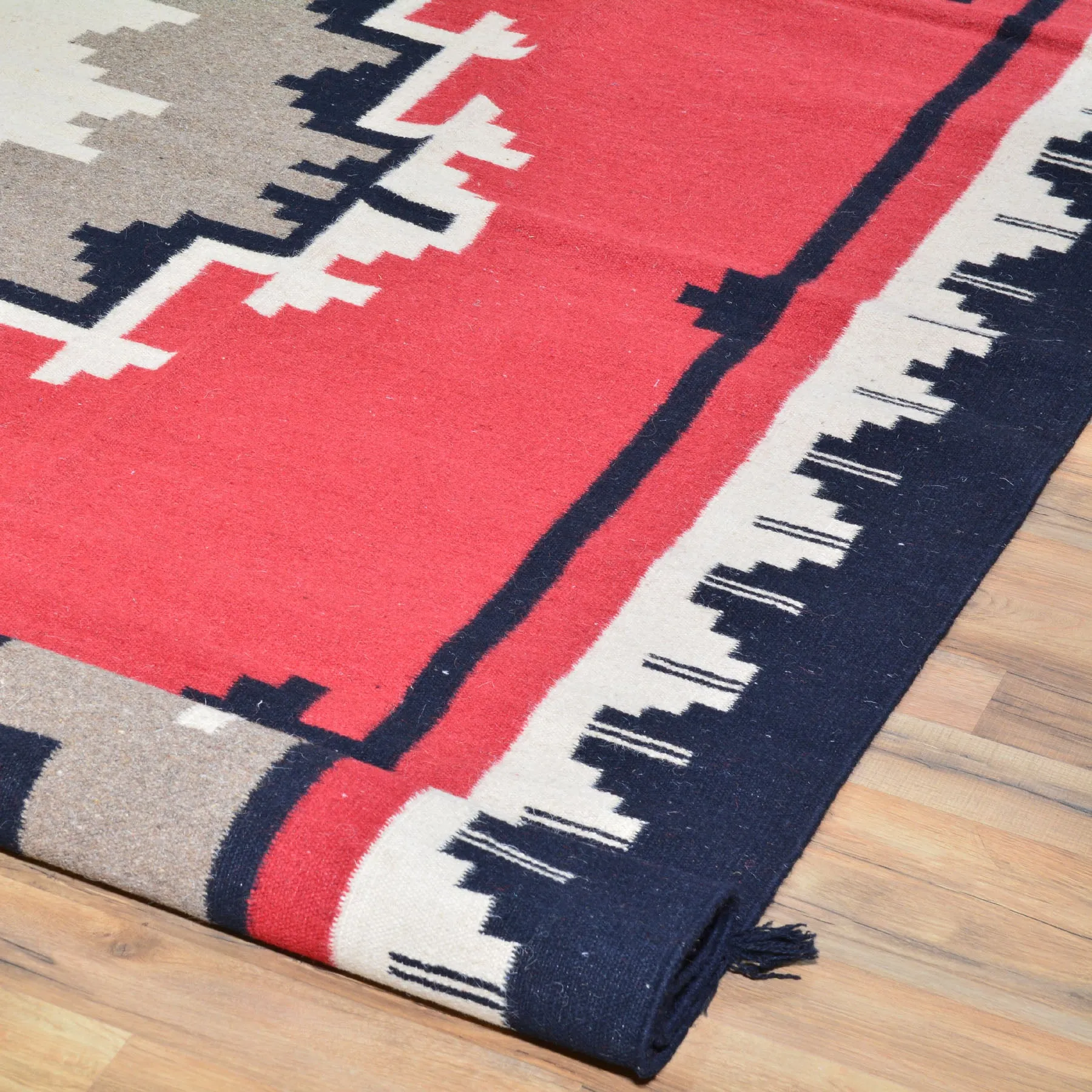 Hand-Woven Southwestern Design Handmade Wool Rug (Size 9.0 X 12.0) Cwral-7137