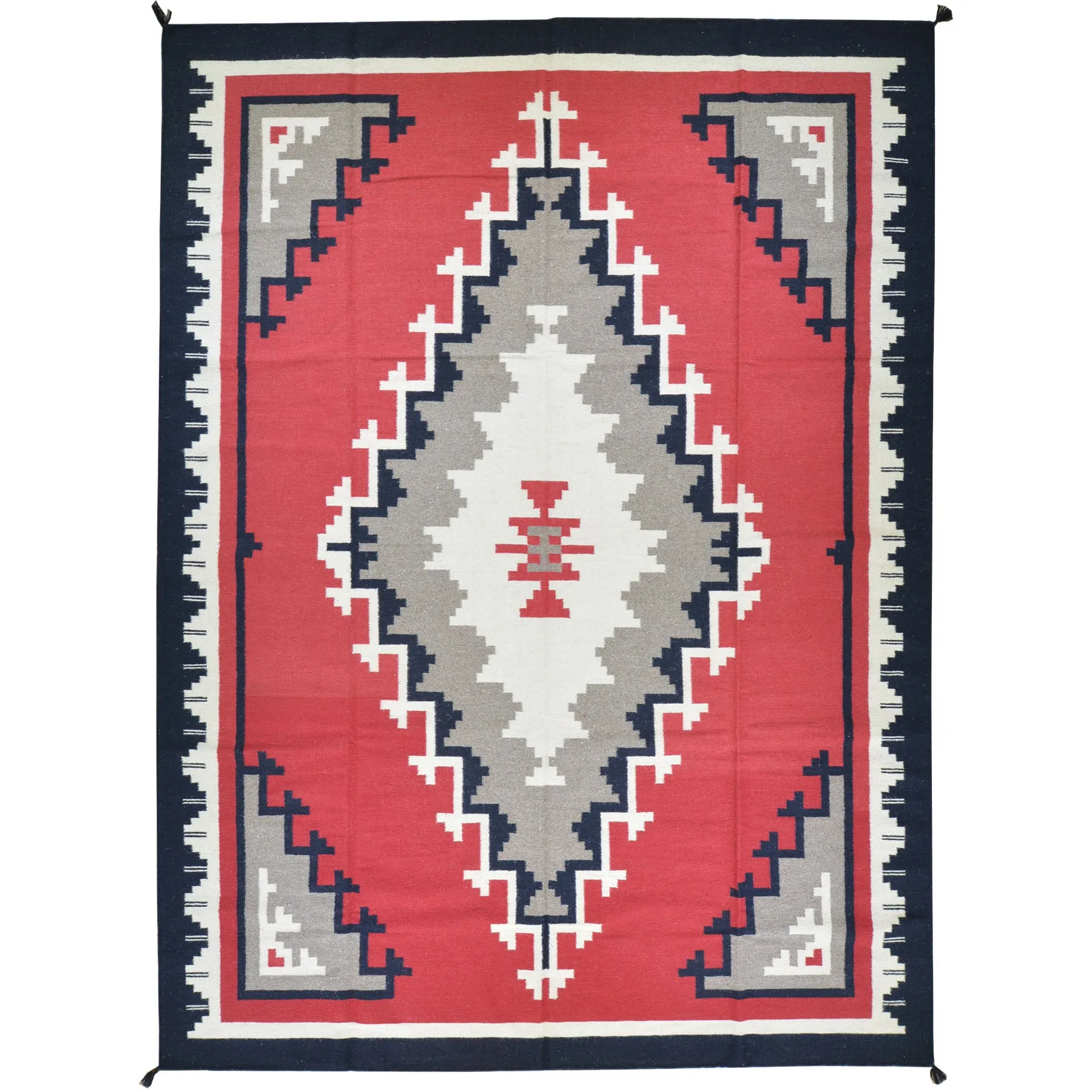 Hand-Woven Southwestern Design Handmade Wool Rug (Size 9.0 X 12.0) Cwral-7137