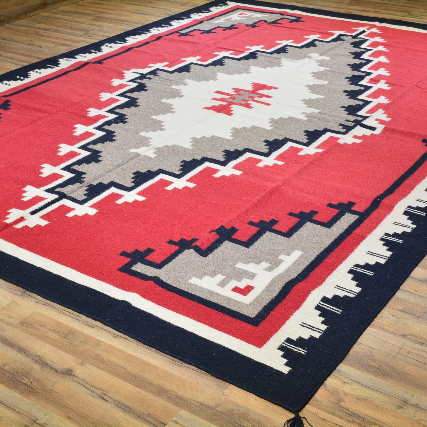 Hand-Woven Southwestern Design Handmade Wool Rug (Size 9.0 X 12.0) Cwral-7137