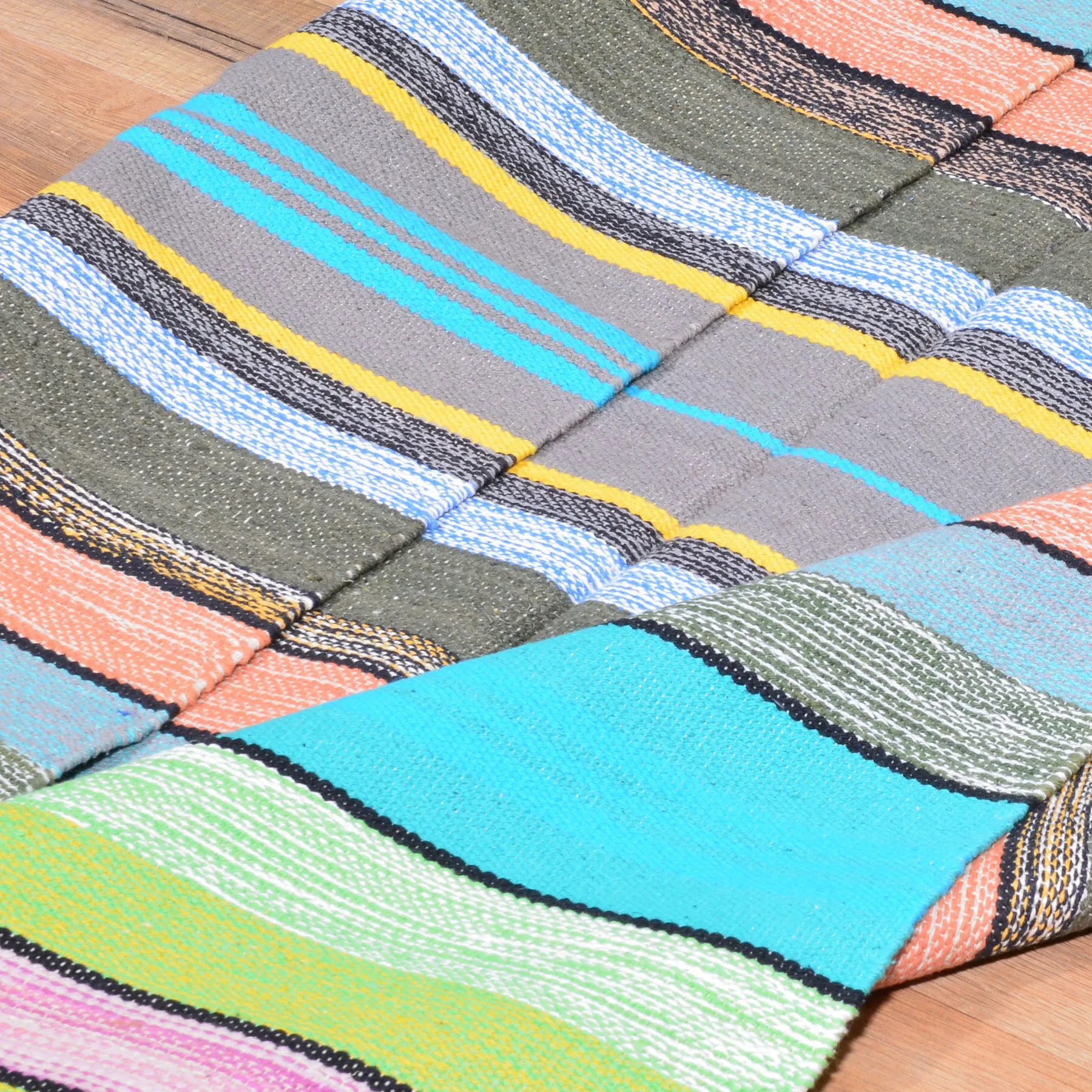 Hand-Woven Striped Design Handmade Cotton Rug (Size 3.10 X 6.0) Brrsf-963