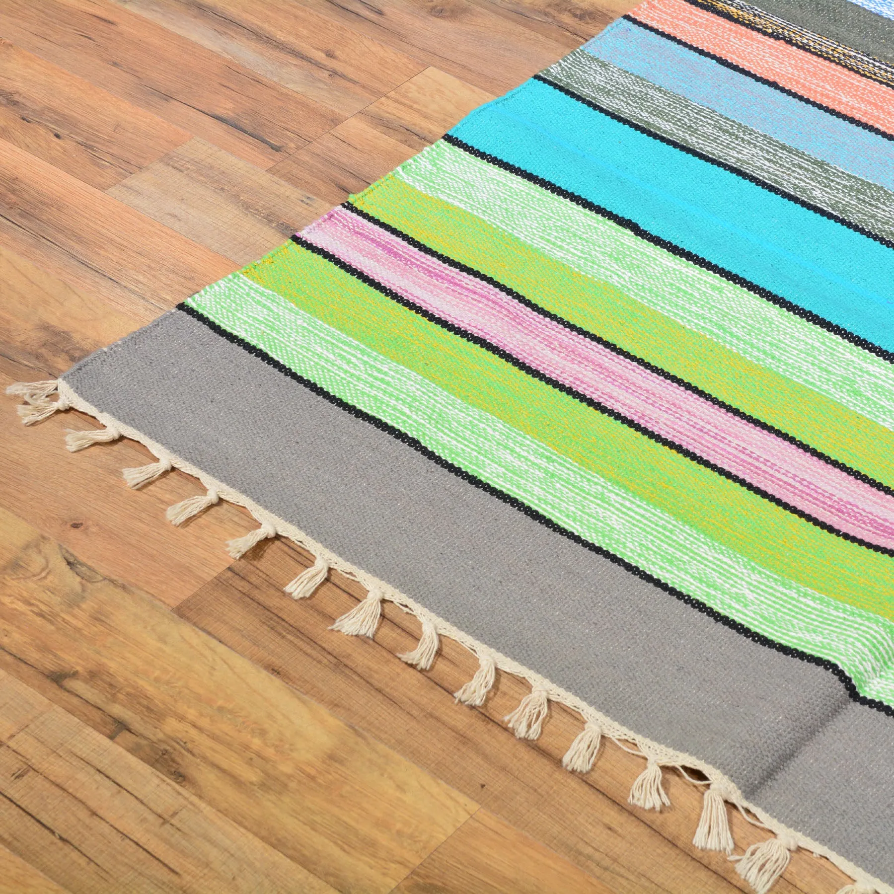 Hand-Woven Striped Design Handmade Cotton Rug (Size 3.10 X 6.0) Brrsf-963