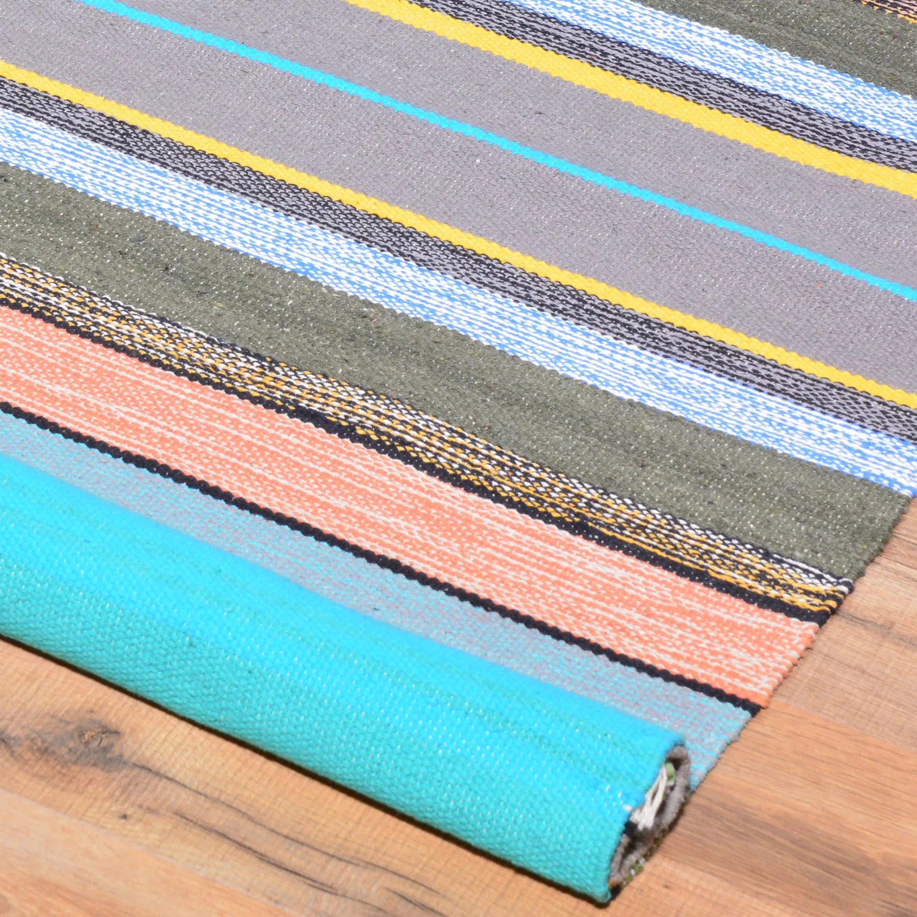Hand-Woven Striped Design Handmade Cotton Rug (Size 3.10 X 6.0) Brrsf-963