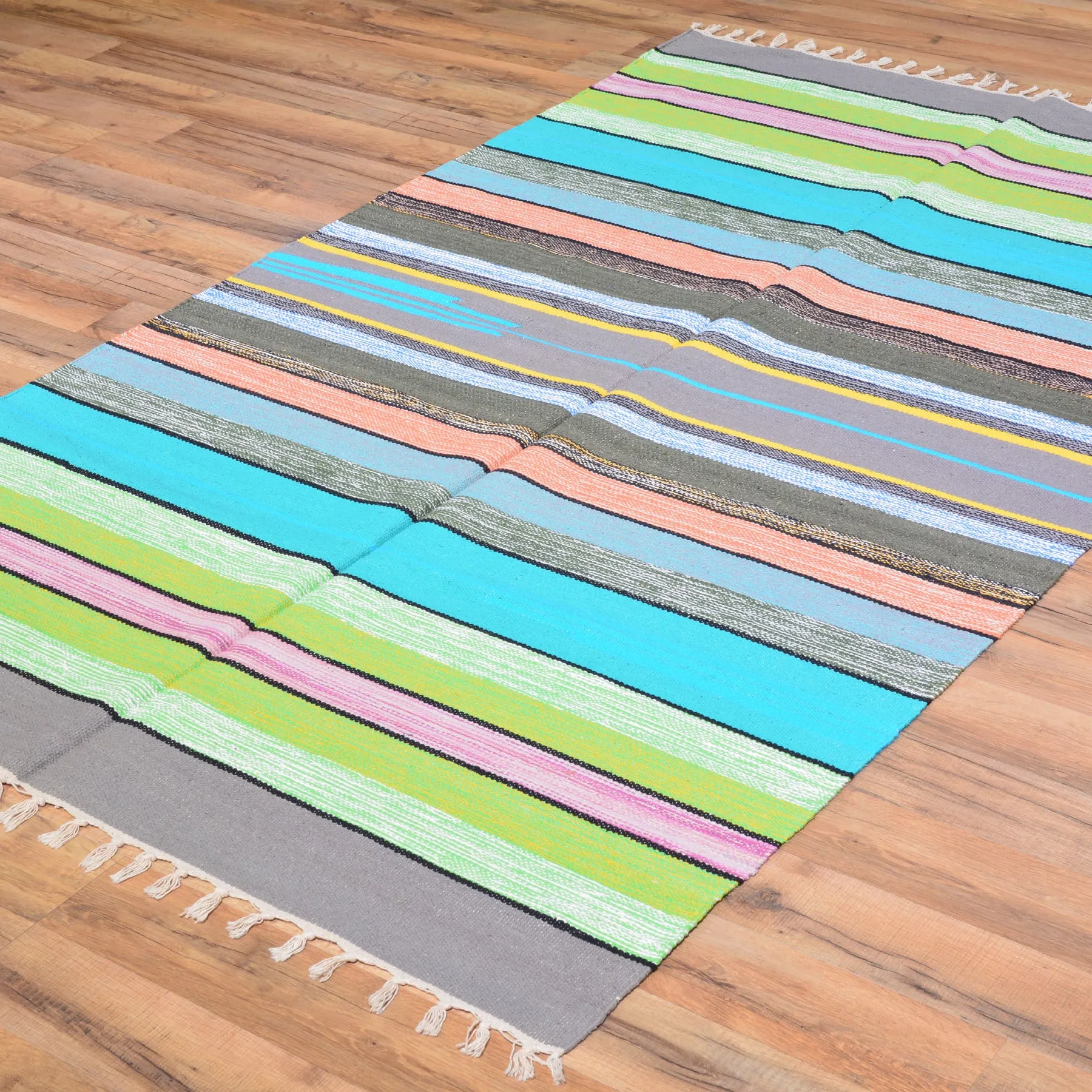 Hand-Woven Striped Design Handmade Cotton Rug (Size 3.10 X 6.0) Brrsf-963