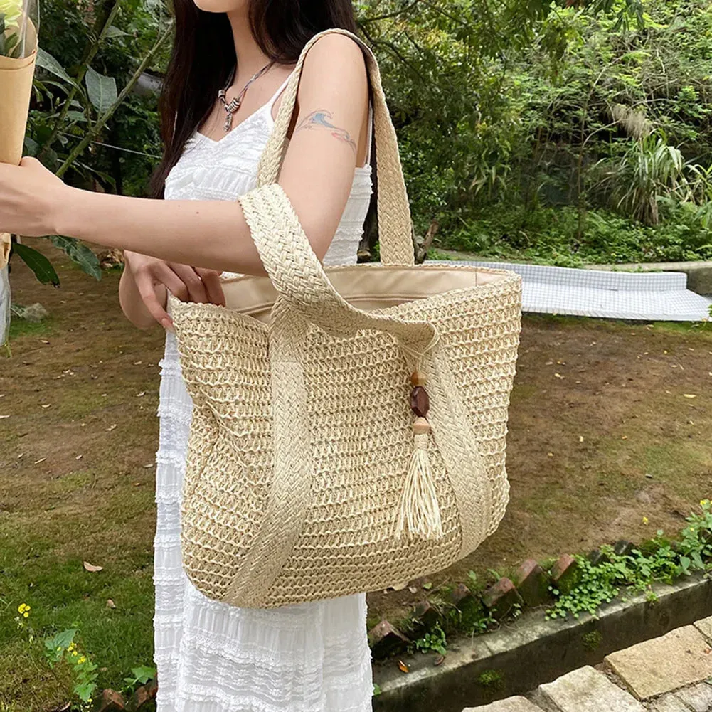 Hand-Woven Summer Totes Bag with Tassel