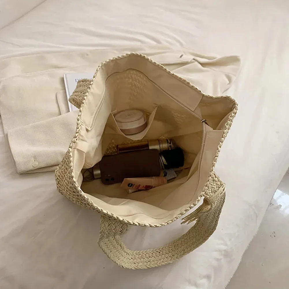 Hand-Woven Summer Totes Bag with Tassel