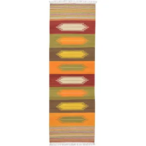 Hand-Woven Tribal geometric Design Handmade 100% Wool (Size 2.8 X 8.0) Brral-5058