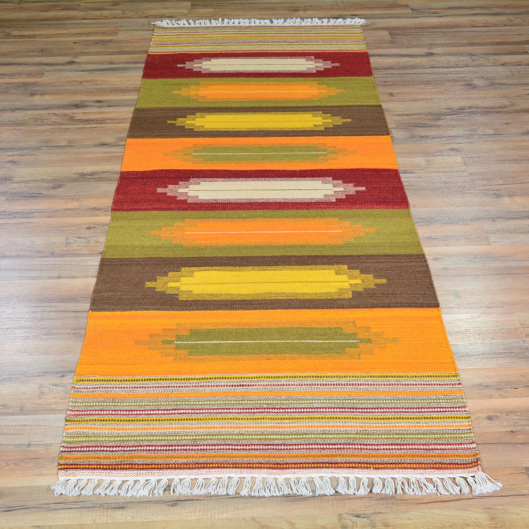 Hand-Woven Tribal geometric Design Handmade 100% Wool (Size 2.8 X 8.0) Brral-5058