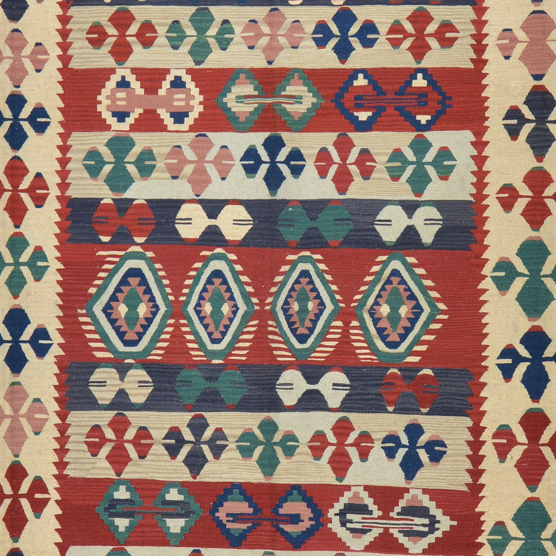 Hand-Woven Turkish Flatweave Reversible Kilim Wool Rug (Size 8.4 X 10.3) Cwrsf-1659