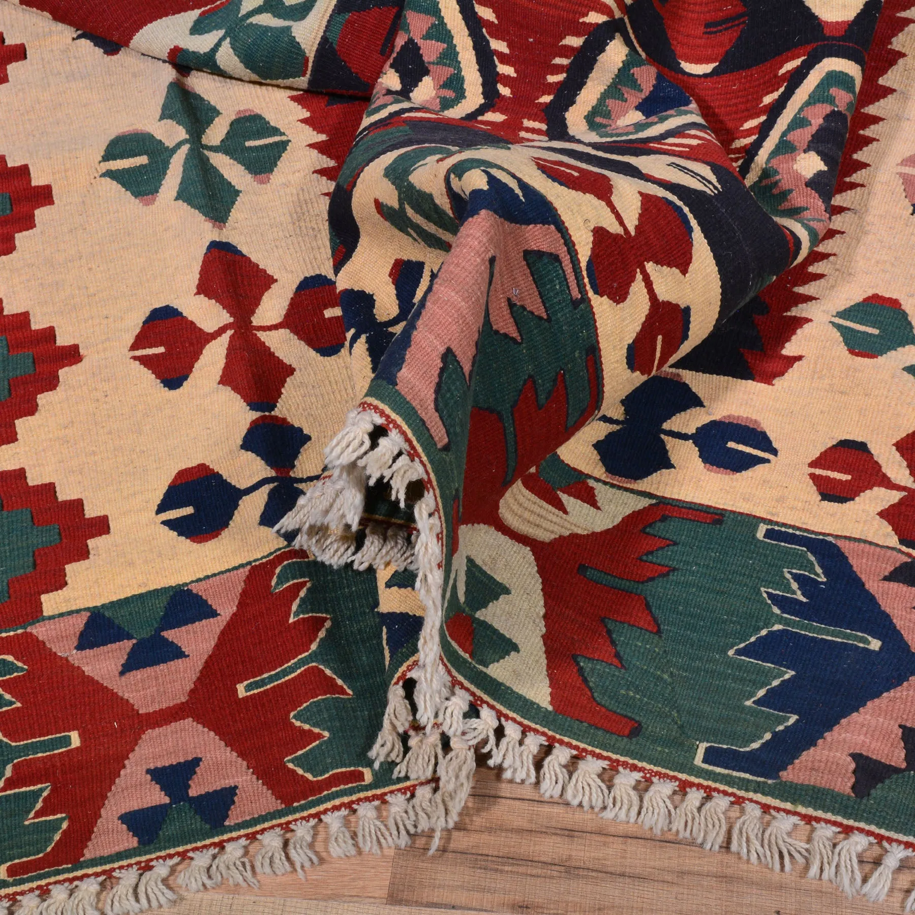 Hand-Woven Turkish Flatweave Reversible Kilim Wool Rug (Size 8.4 X 10.3) Cwrsf-1659