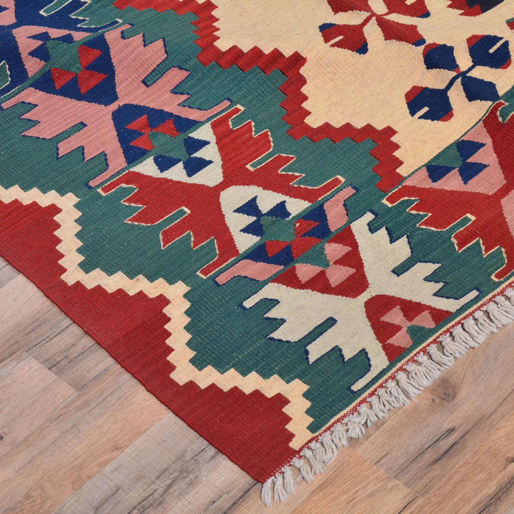Hand-Woven Turkish Flatweave Reversible Kilim Wool Rug (Size 8.4 X 10.3) Cwrsf-1659