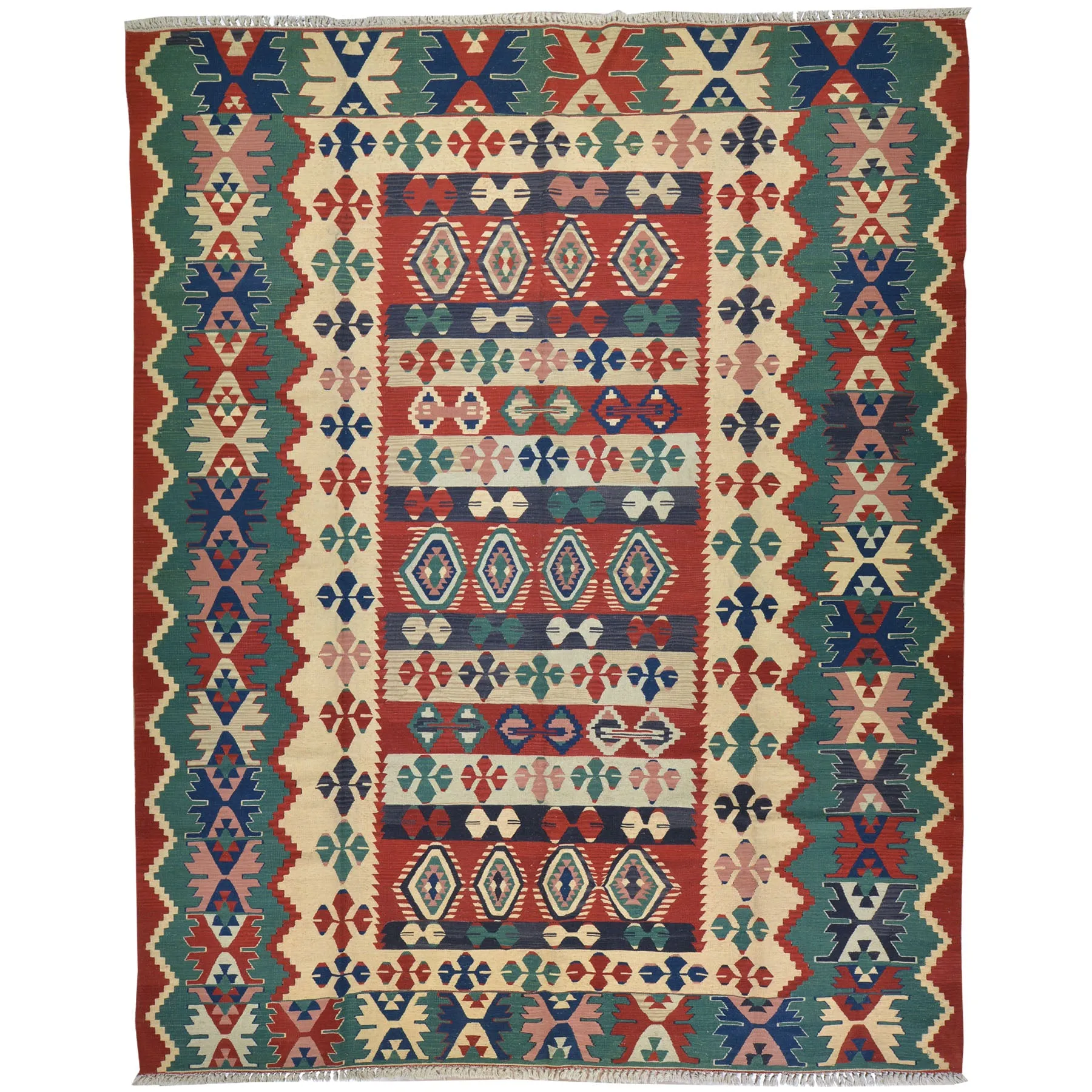 Hand-Woven Turkish Flatweave Reversible Kilim Wool Rug (Size 8.4 X 10.3) Cwrsf-1659