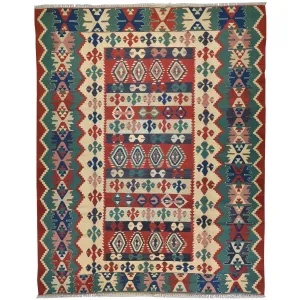 Hand-Woven Turkish Flatweave Reversible Kilim Wool Rug (Size 8.4 X 10.3) Cwrsf-1659