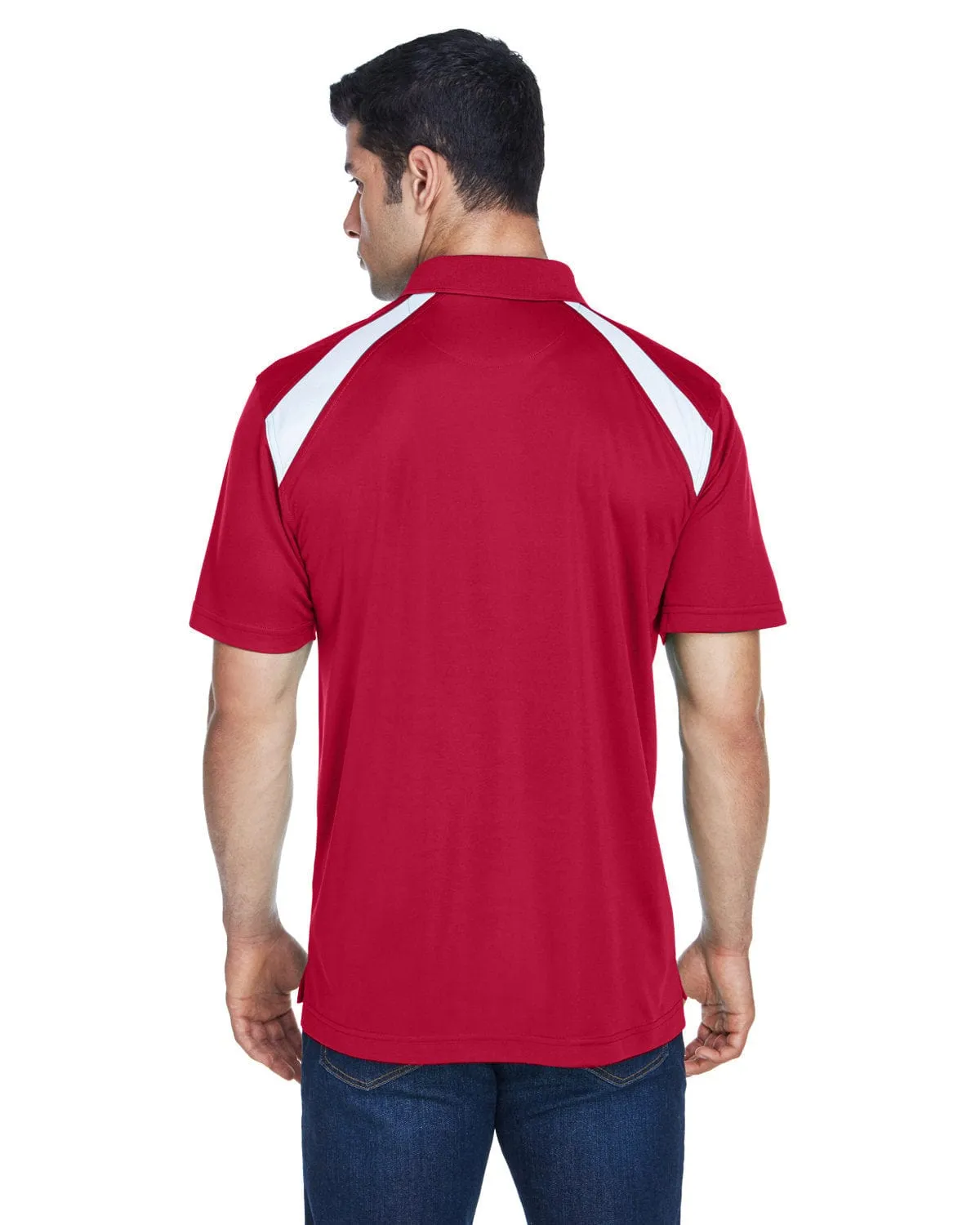 Harriton Polytech Colorblock Polo Shirt | Red/ White