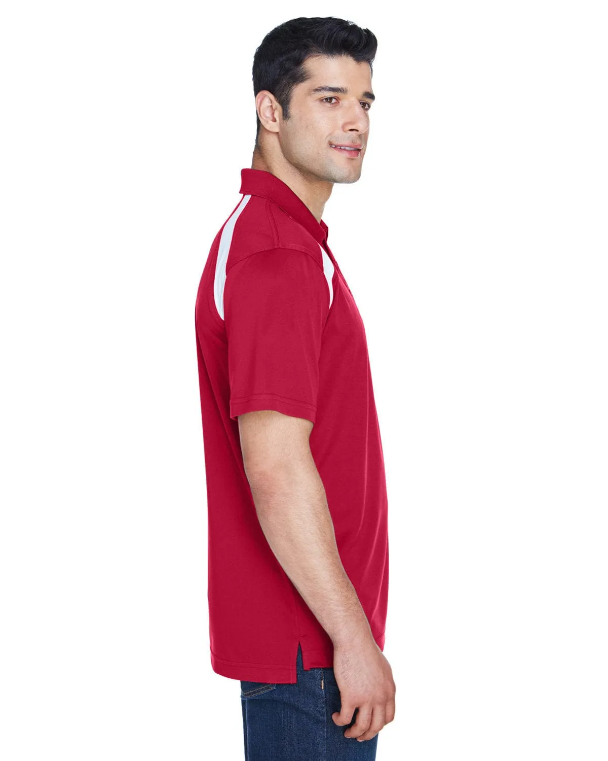 Harriton Polytech Colorblock Polo Shirt | Red/ White
