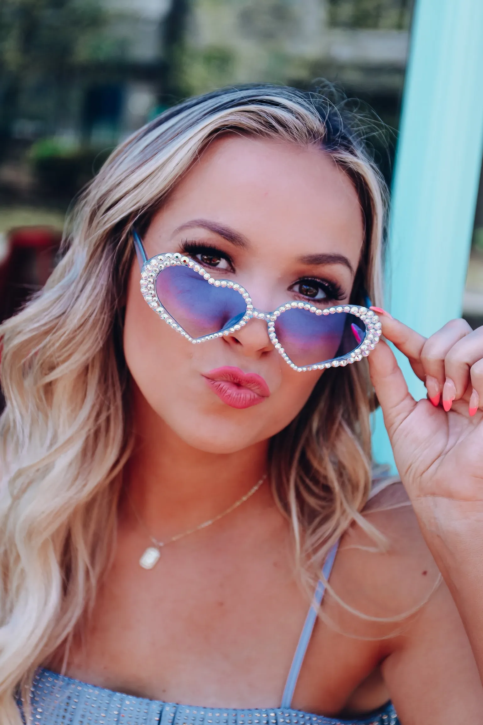 Heart Eyes Sunglasses - Blue