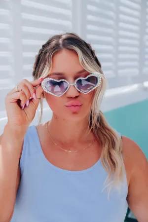 Heart Eyes Sunglasses - Blue