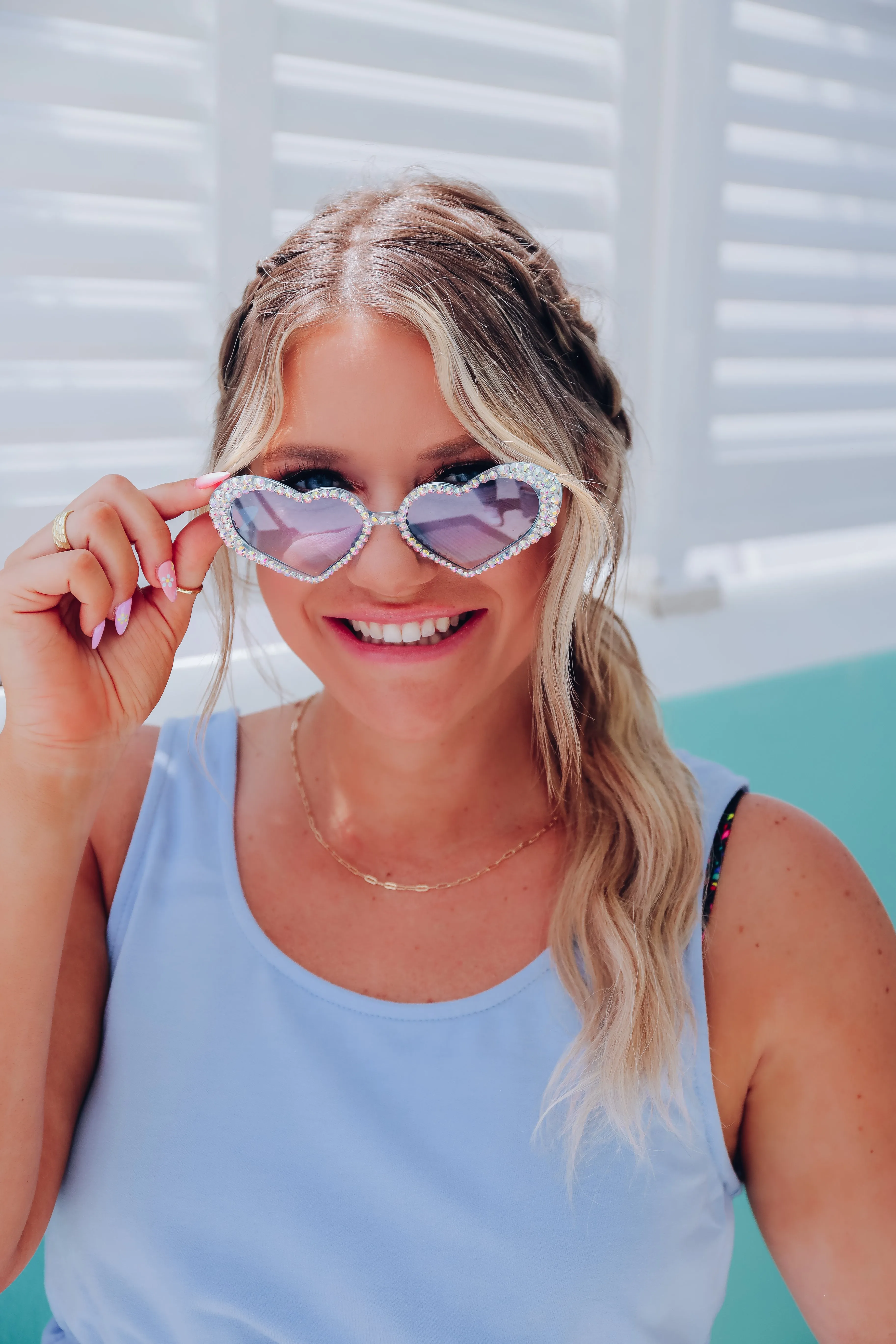 Heart Eyes Sunglasses - Blue